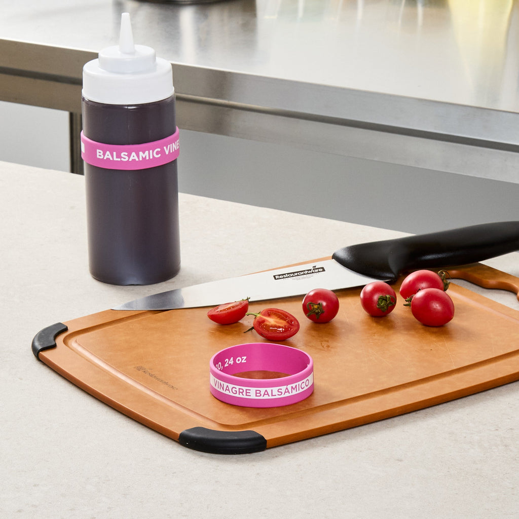 First In First Out Purple Silicone Balsamic Vinegar Label Band - Fits 16, 20 and 24 oz Squeeze Bottles - 10 count box