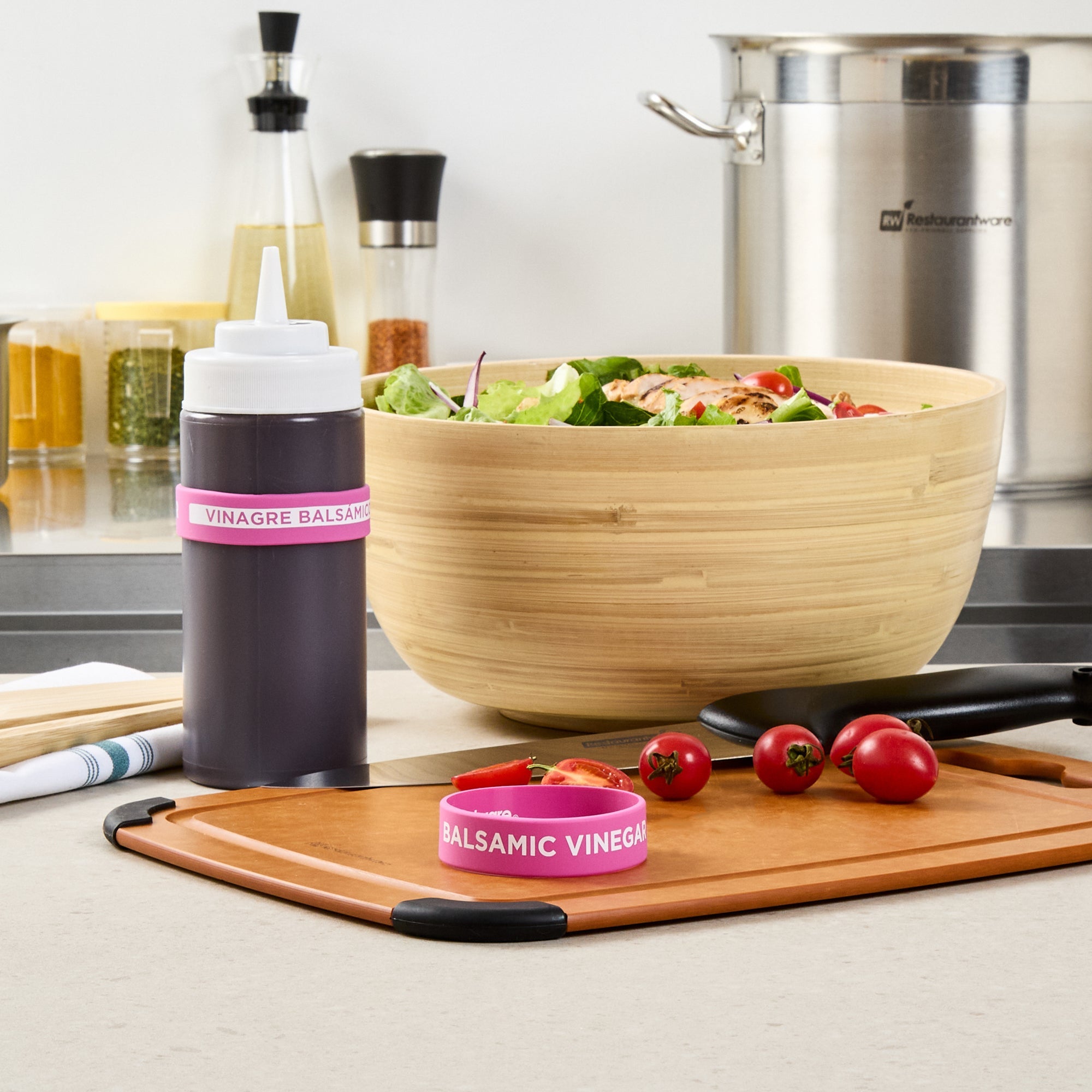 First In First Out Purple Silicone Balsamic Vinegar Label Band - Fits 16, 20 and 24 oz Squeeze Bottles - 10 count box
