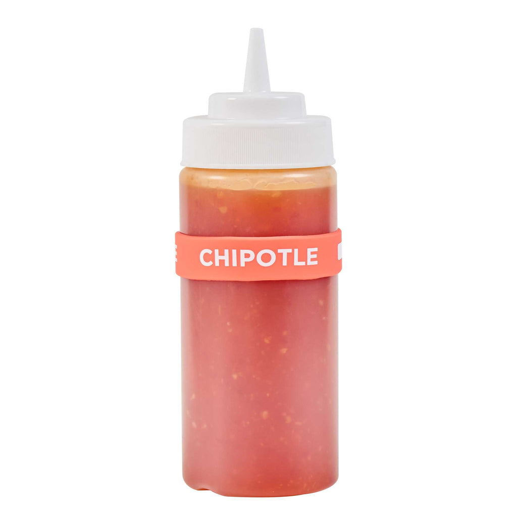 First In First Out Red Silicone Chipotle Label Band - Fits 16, 20 and 24 oz Squeeze Bottles - 1 count box