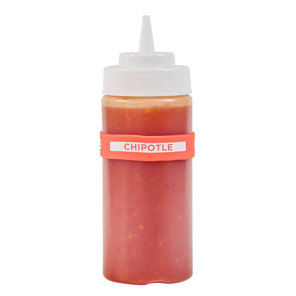 First In First Out Red Silicone Chipotle Label Band - Fits 16, 20 and 24 oz Squeeze Bottles - 1 count box