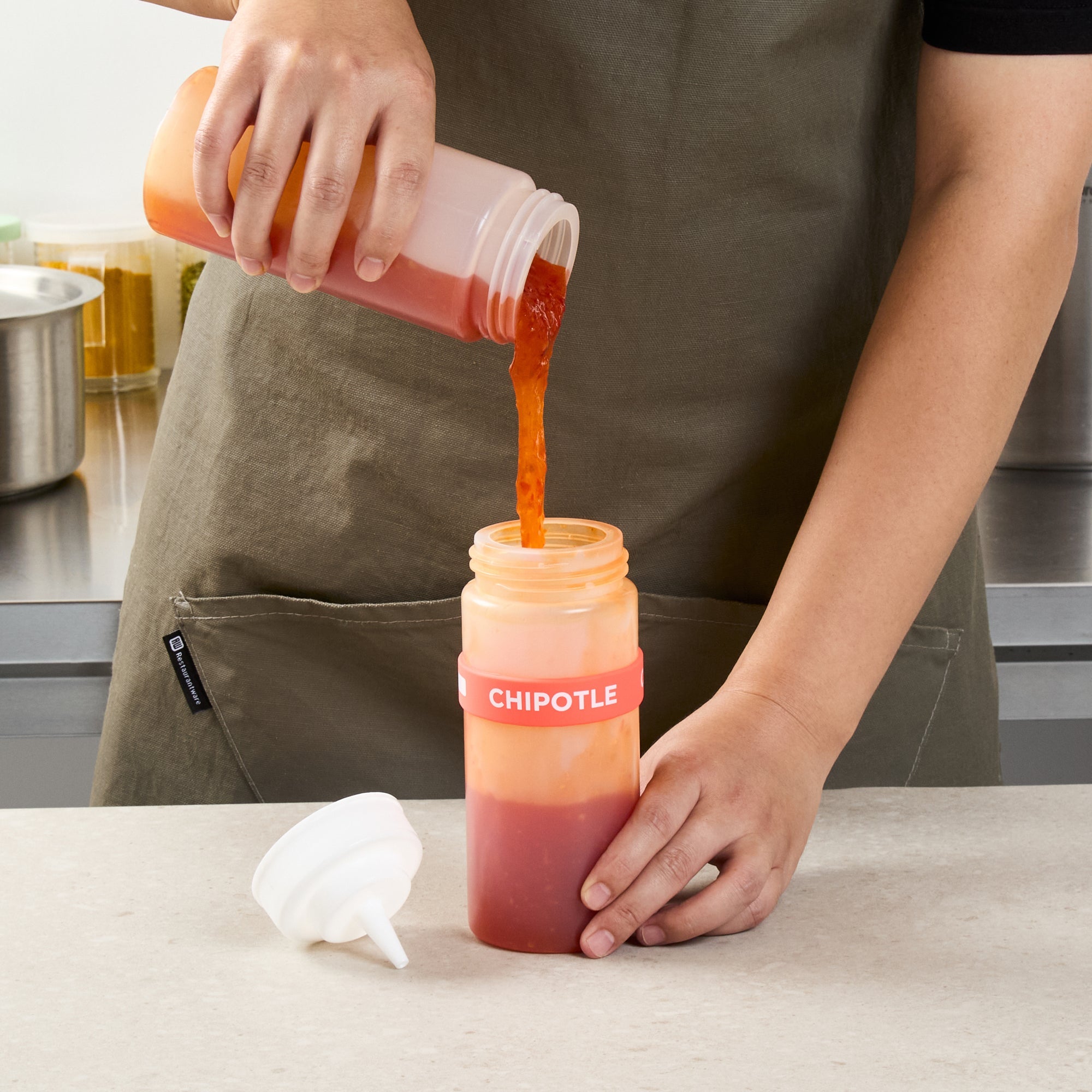 First In First Out Red Silicone Chipotle Label Band - Fits 16, 20 and 24 oz Squeeze Bottles - 10 count box