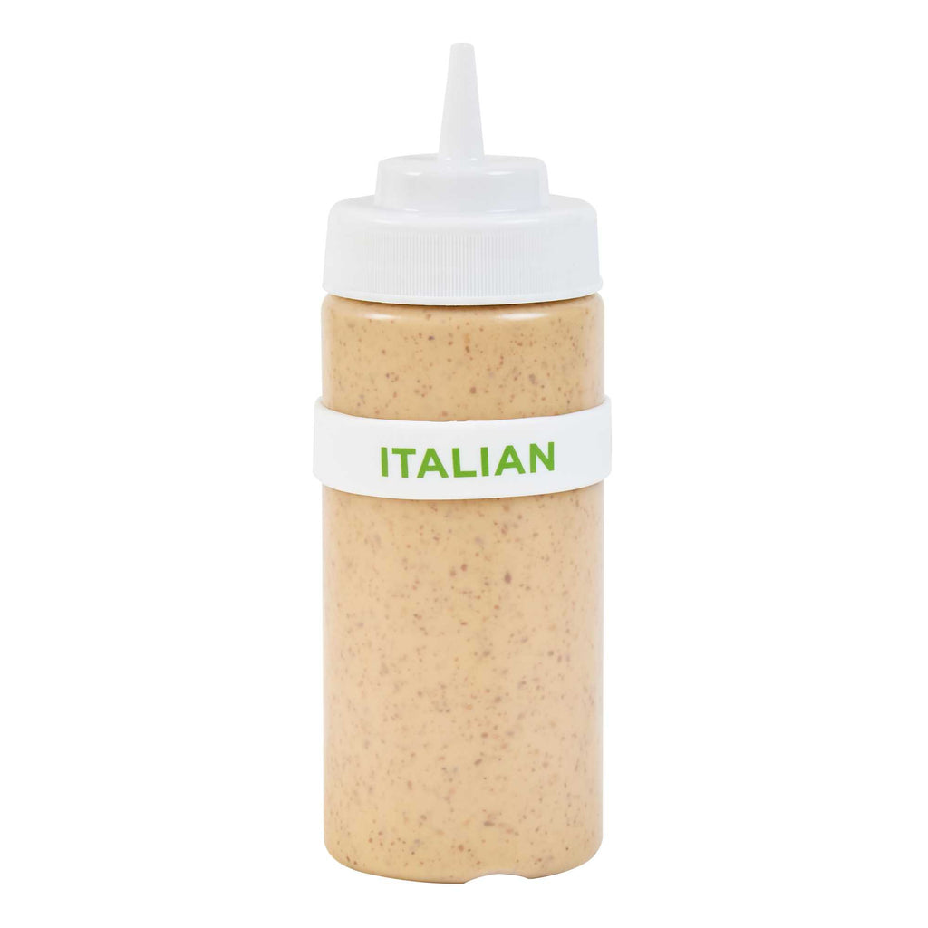First In First Out White Silicone Italian Label Band - Fits 16, 20 and 24 oz Squeeze Bottles - 1 count box