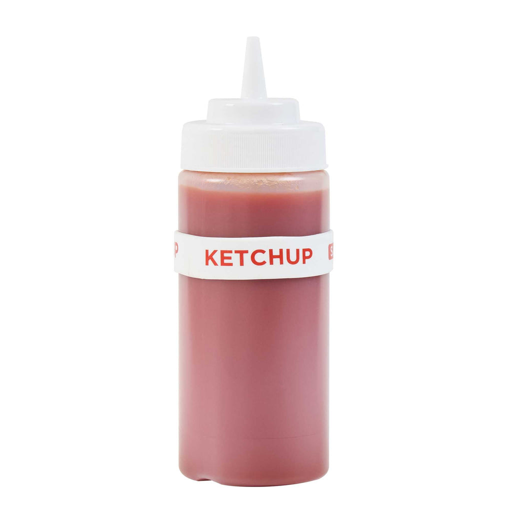 First In First Out White Silicone Ketchup Label Band - Fits 16, 20 and 24 oz Squeeze Bottles - 1 count box