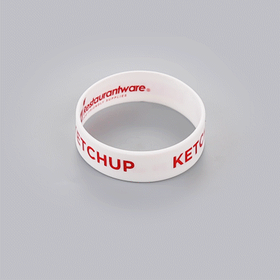 First In First Out White Silicone Ketchup Label Band - Fits 16, 20 and 24 oz Squeeze Bottles - 1 count box