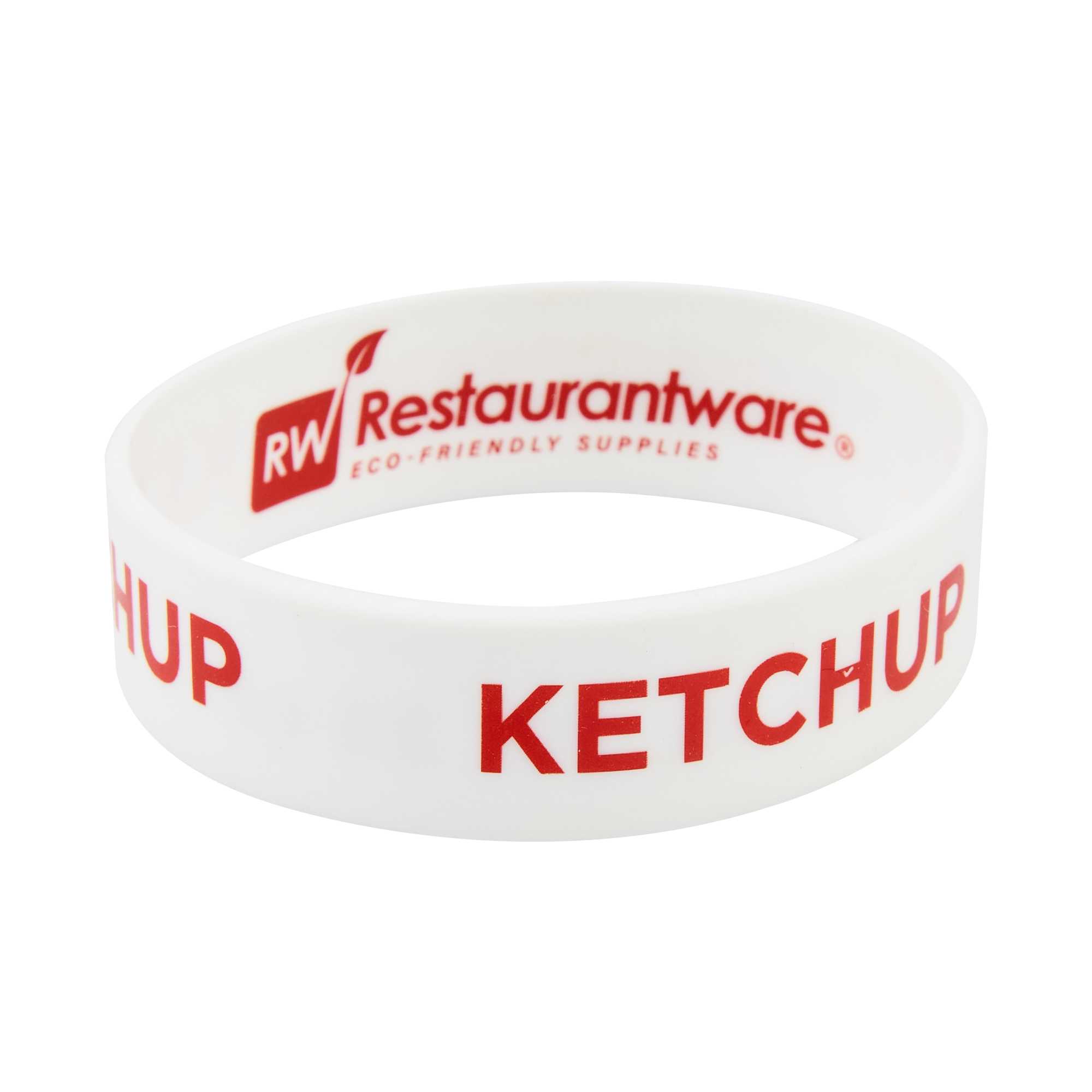 First In First Out White Silicone Ketchup Label Band - Fits 16, 20 and 24 oz Squeeze Bottles - 1 count box