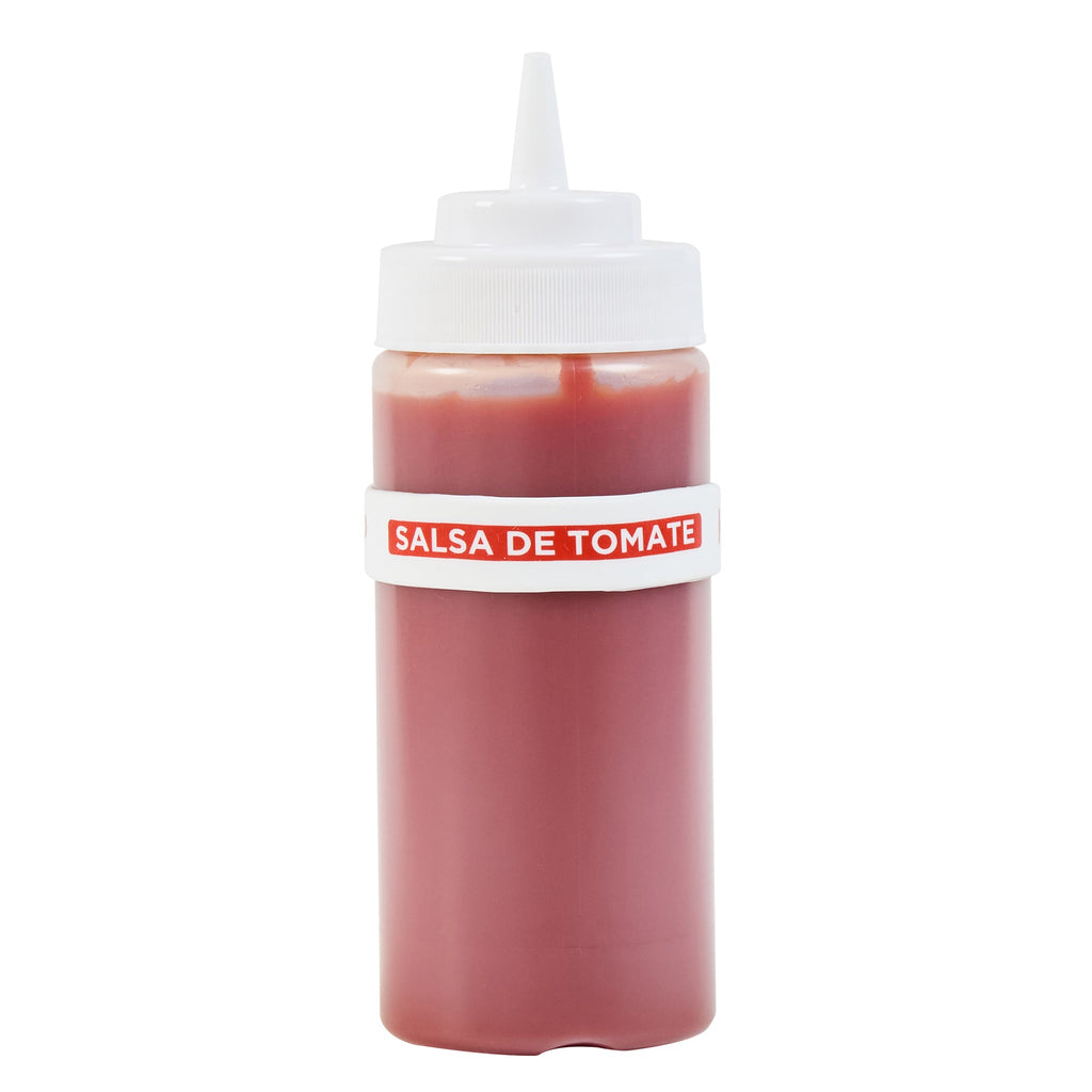 First In First Out White Silicone Ketchup Label Band - Fits 16, 20 and 24 oz Squeeze Bottles - 10 count box