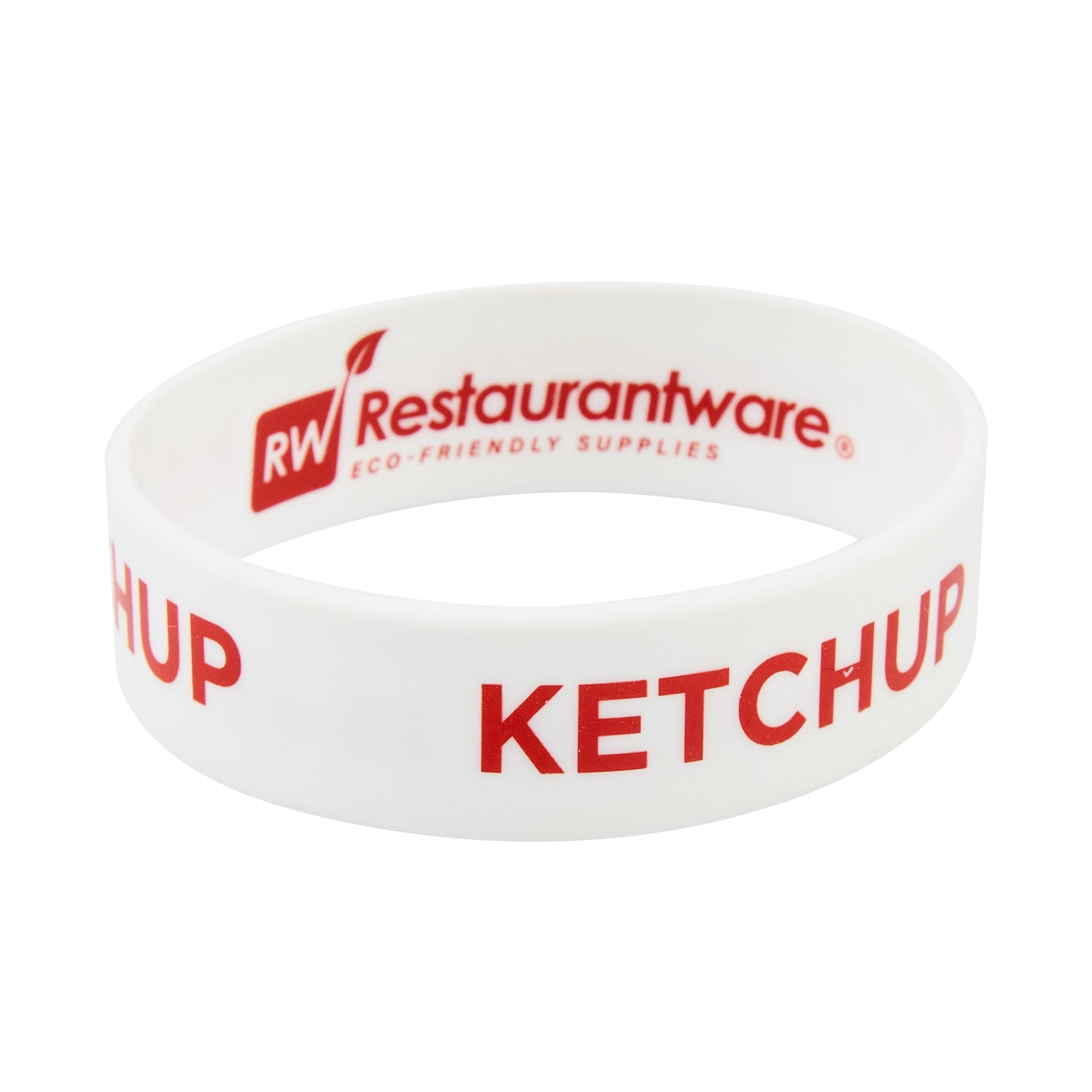 First In First Out White Silicone Ketchup Label Band - Fits 16, 20 and 24 oz Squeeze Bottles - 10 count box