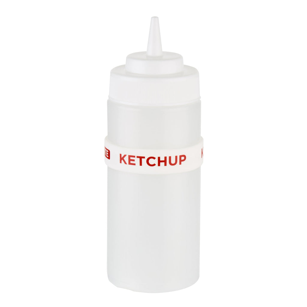 First In First Out White Silicone Ketchup Label Band - Fits 16, 20 and 24 oz Squeeze Bottles - 10 count box