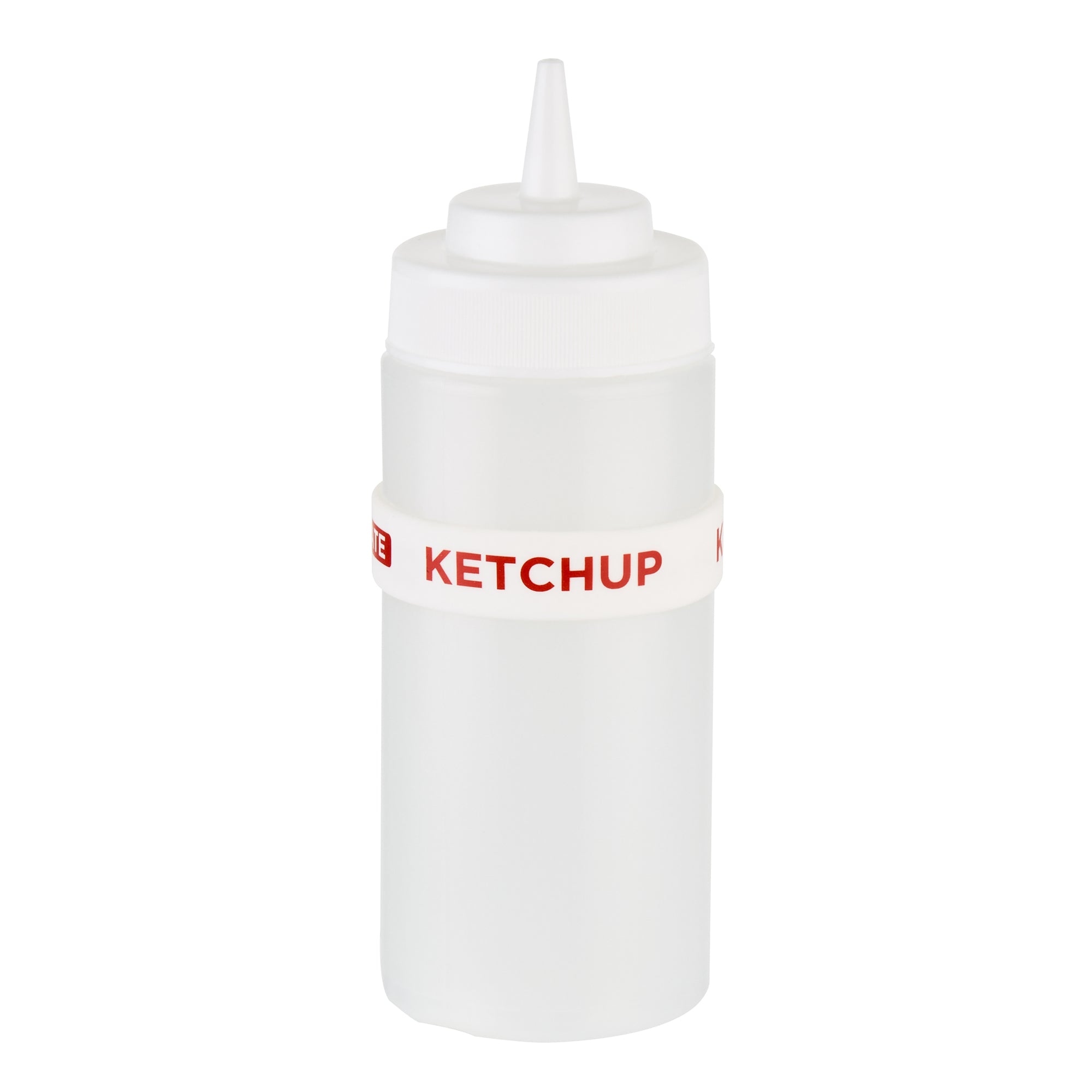 First In First Out White Silicone Ketchup Label Band - Fits 16, 20 and 24 oz Squeeze Bottles - 10 count box