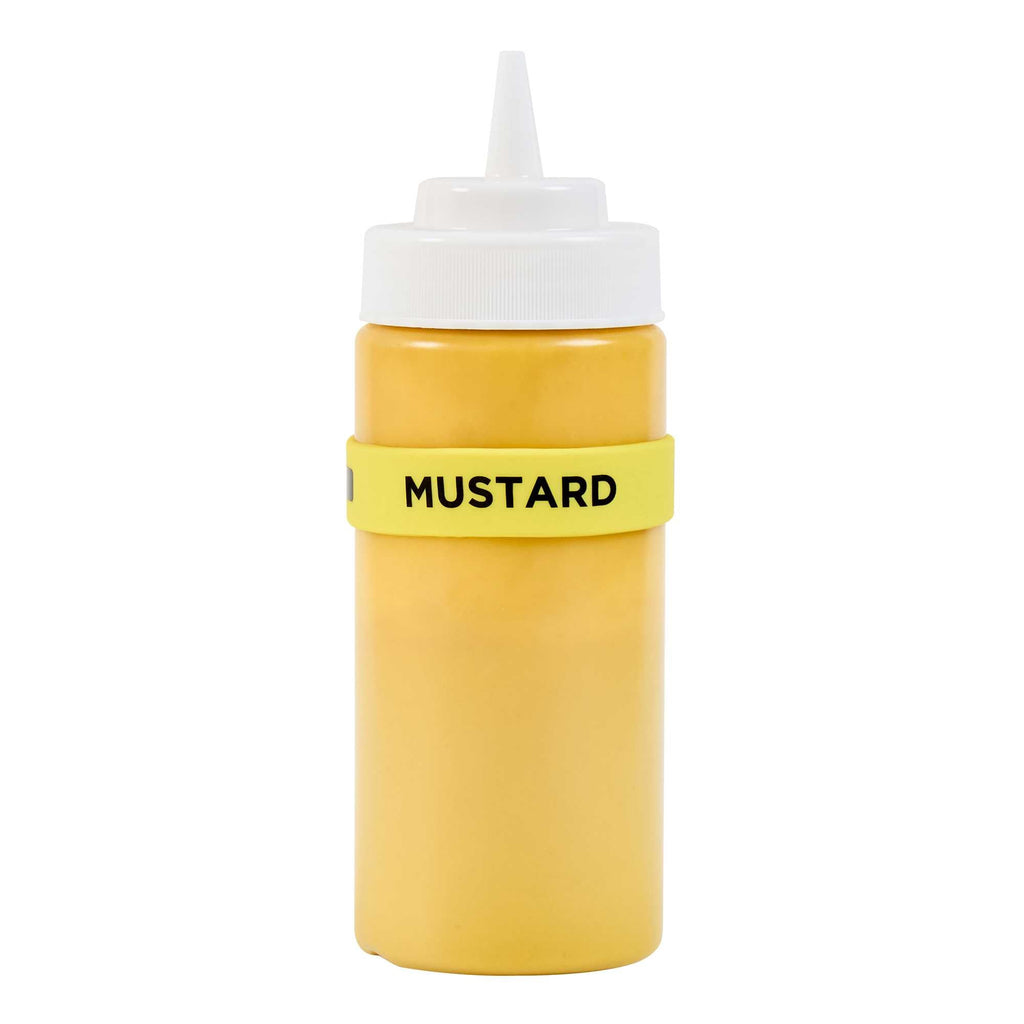 First In First Out Yellow Silicone Mustard Label Band - Fits 16, 20 and 24 oz Squeeze Bottles - 1 count box