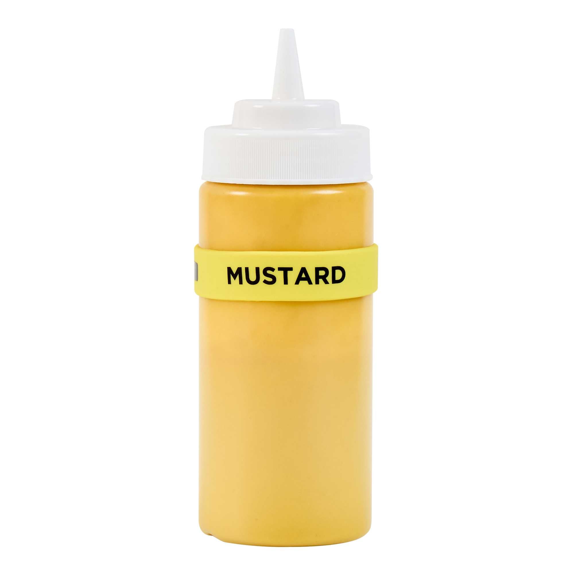 First In First Out Yellow Silicone Mustard Label Band - Fits 16, 20 and 24 oz Squeeze Bottles - 1 count box