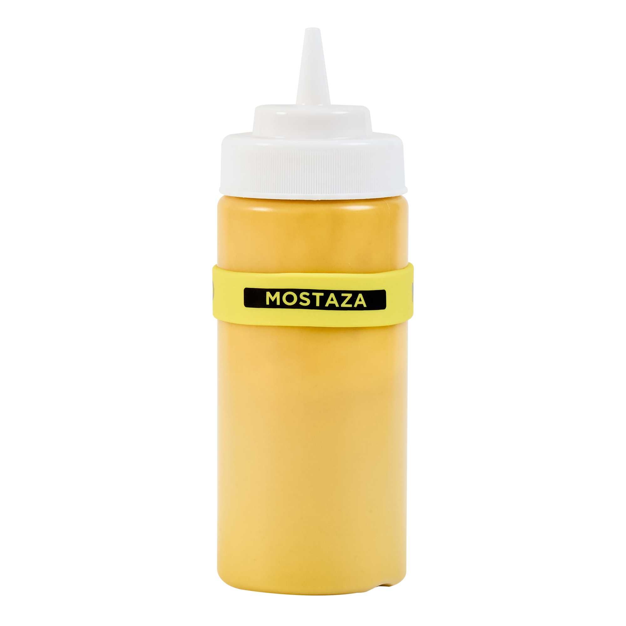 First In First Out Yellow Silicone Mustard Label Band - Fits 16, 20 and 24 oz Squeeze Bottles - 1 count box