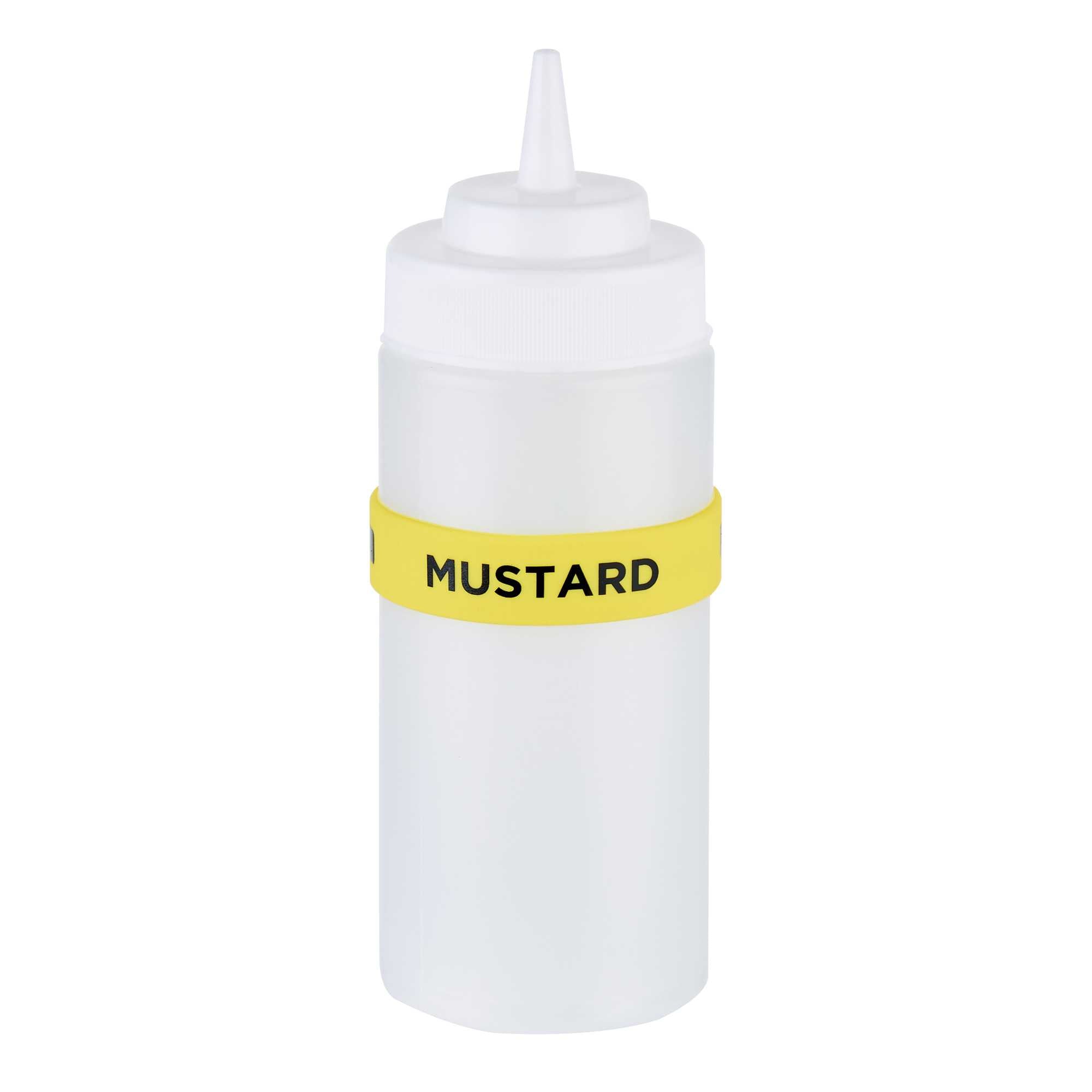 First In First Out Yellow Silicone Mustard Label Band - Fits 16, 20 and 24 oz Squeeze Bottles - 1 count box