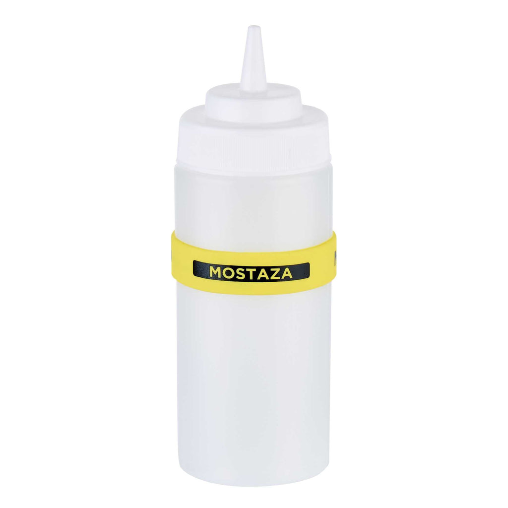 First In First Out Yellow Silicone Mustard Label Band - Fits 16, 20 and 24 oz Squeeze Bottles - 1 count box