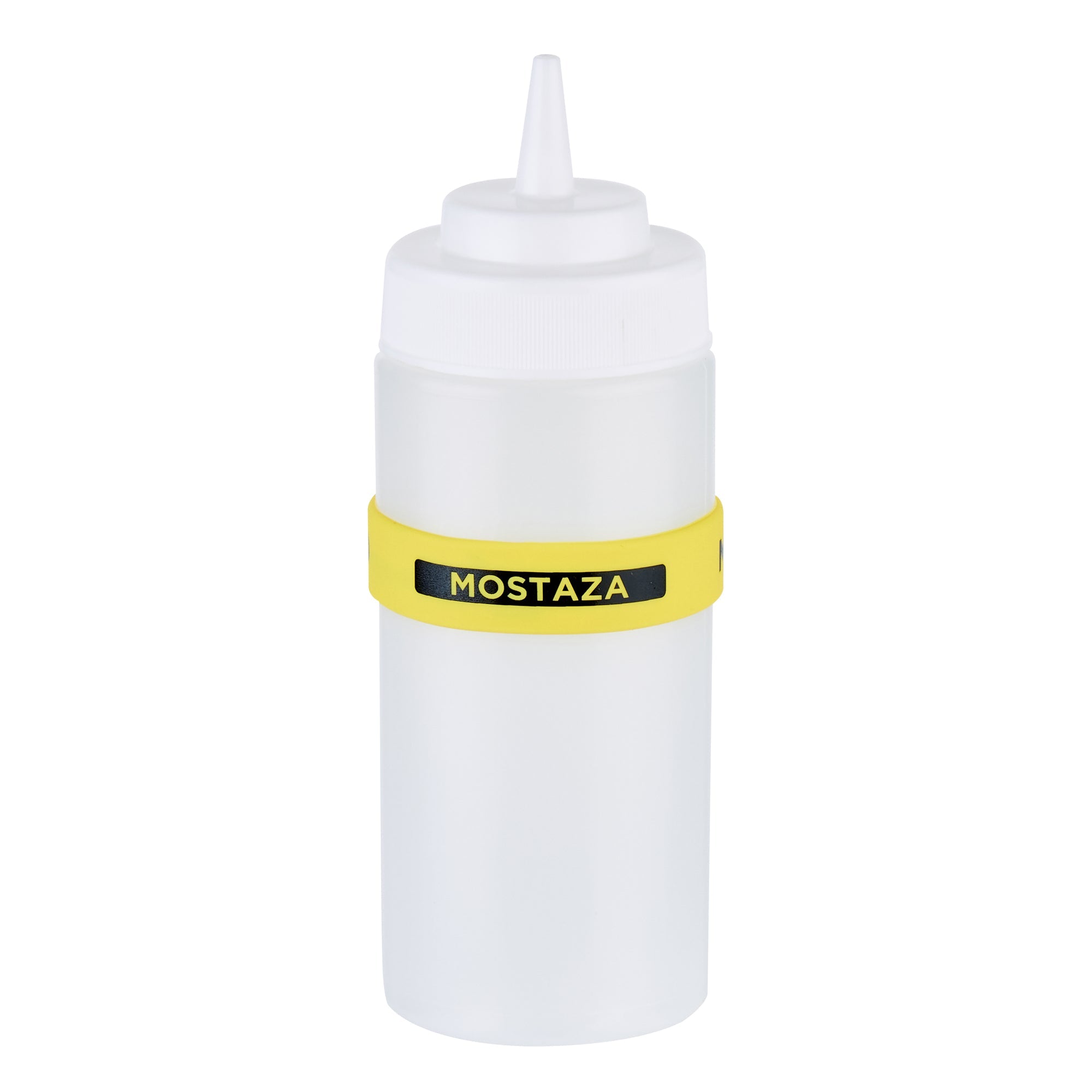 First In First Out Yellow Silicone Mustard Label Band - Fits 16, 20 and 24 oz Squeeze Bottles - 10 count box