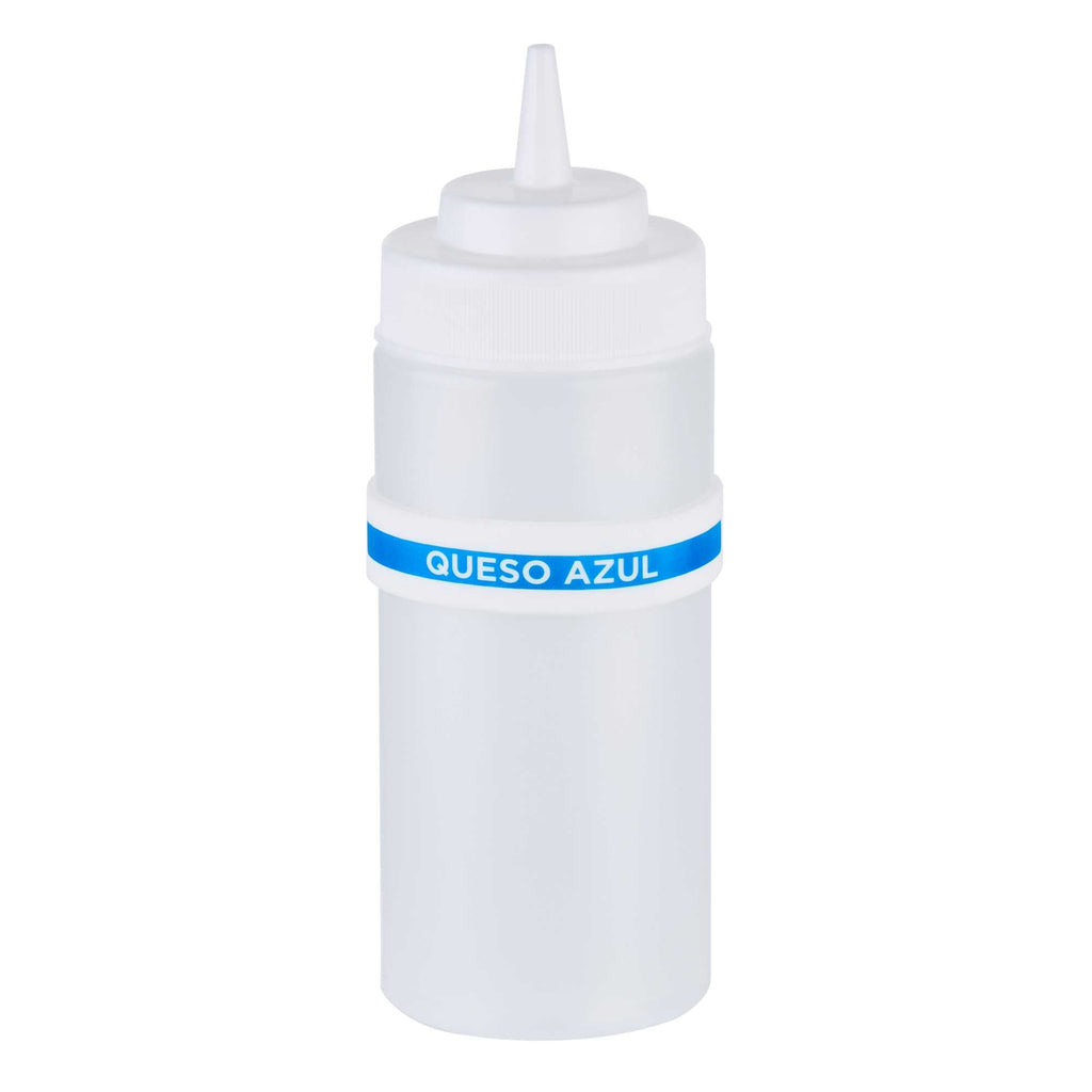First In First Out White Silicone Blue Cheese Label Band - Fits 16, 20 and 24 oz Squeeze Bottles - 1 count box
