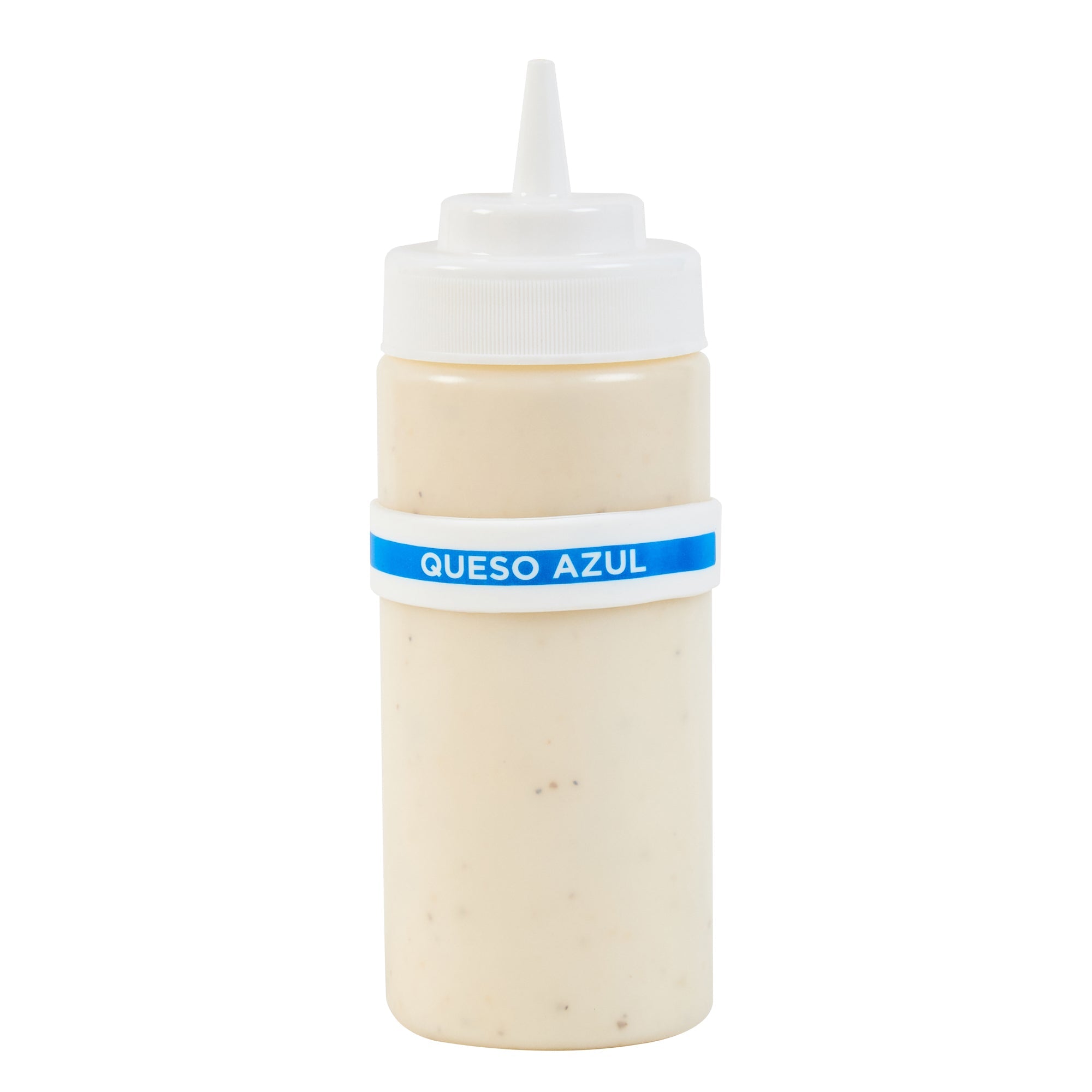 First In First Out White Silicone Blue Cheese Label Band - Fits 16, 20 and 24 oz Squeeze Bottles - 10 count box