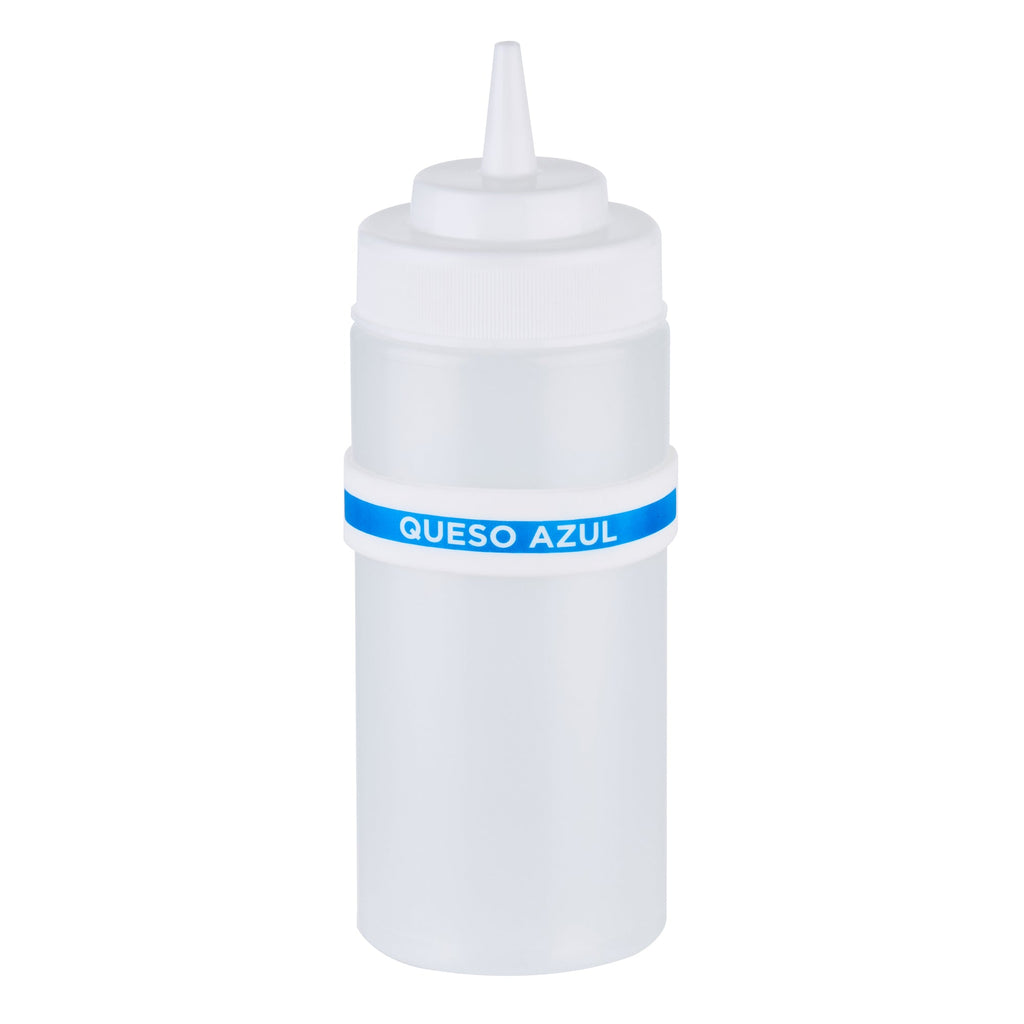 First In First Out White Silicone Blue Cheese Label Band - Fits 16, 20 and 24 oz Squeeze Bottles - 10 count box