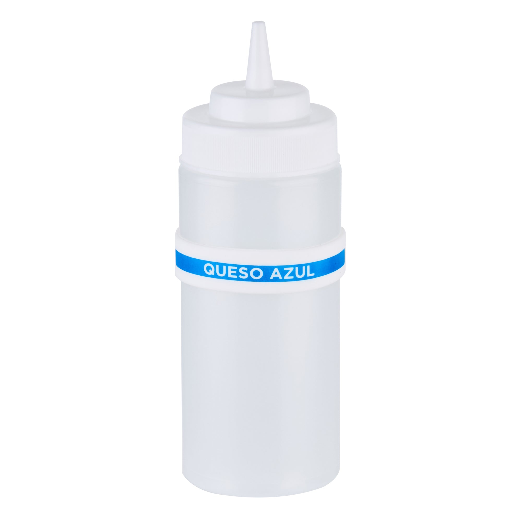First In First Out White Silicone Blue Cheese Label Band - Fits 16, 20 and 24 oz Squeeze Bottles - 10 count box