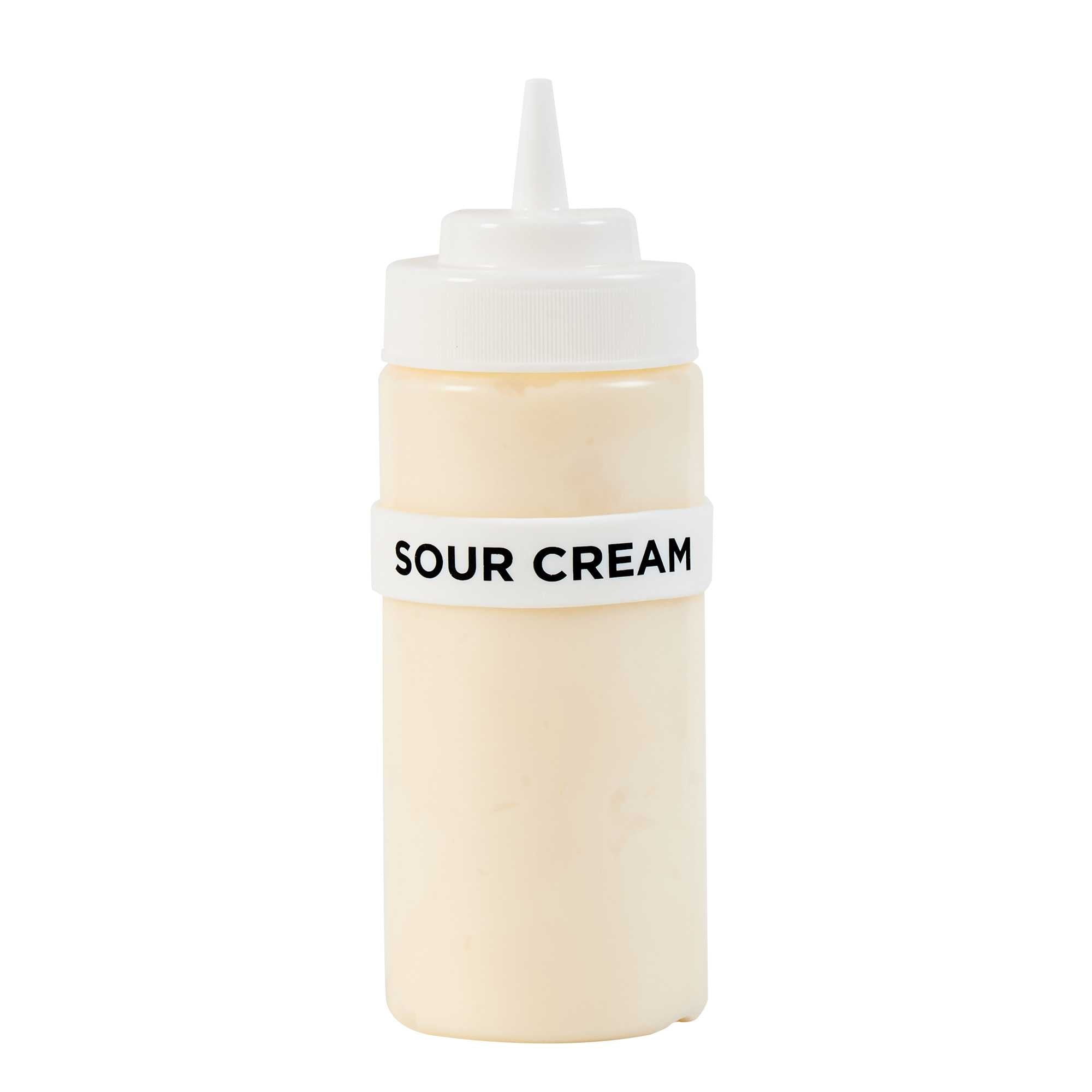 First In First Out White Silicone Sour Cream Label Band - Fits 16, 20 and 24 oz Squeeze Bottles - 1 count box