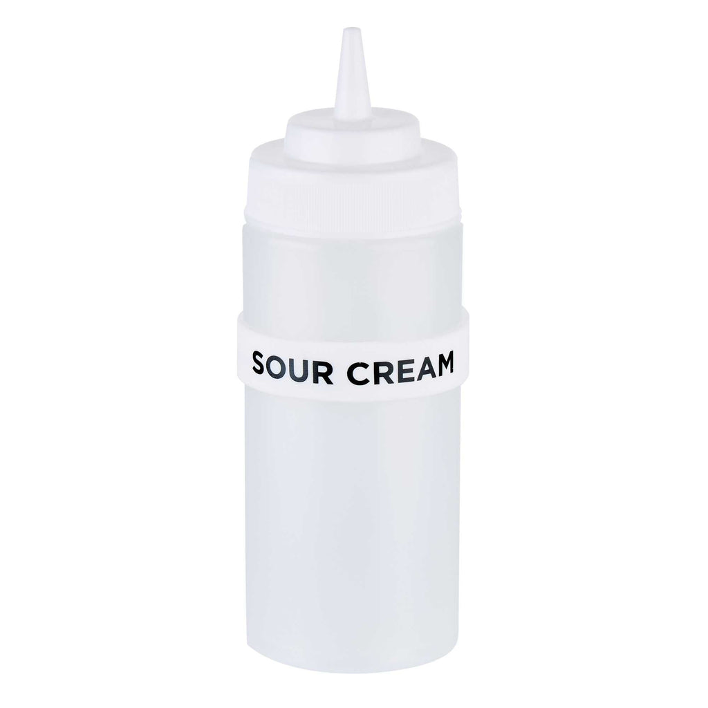 First In First Out White Silicone Sour Cream Label Band - Fits 16, 20 and 24 oz Squeeze Bottles - 1 count box