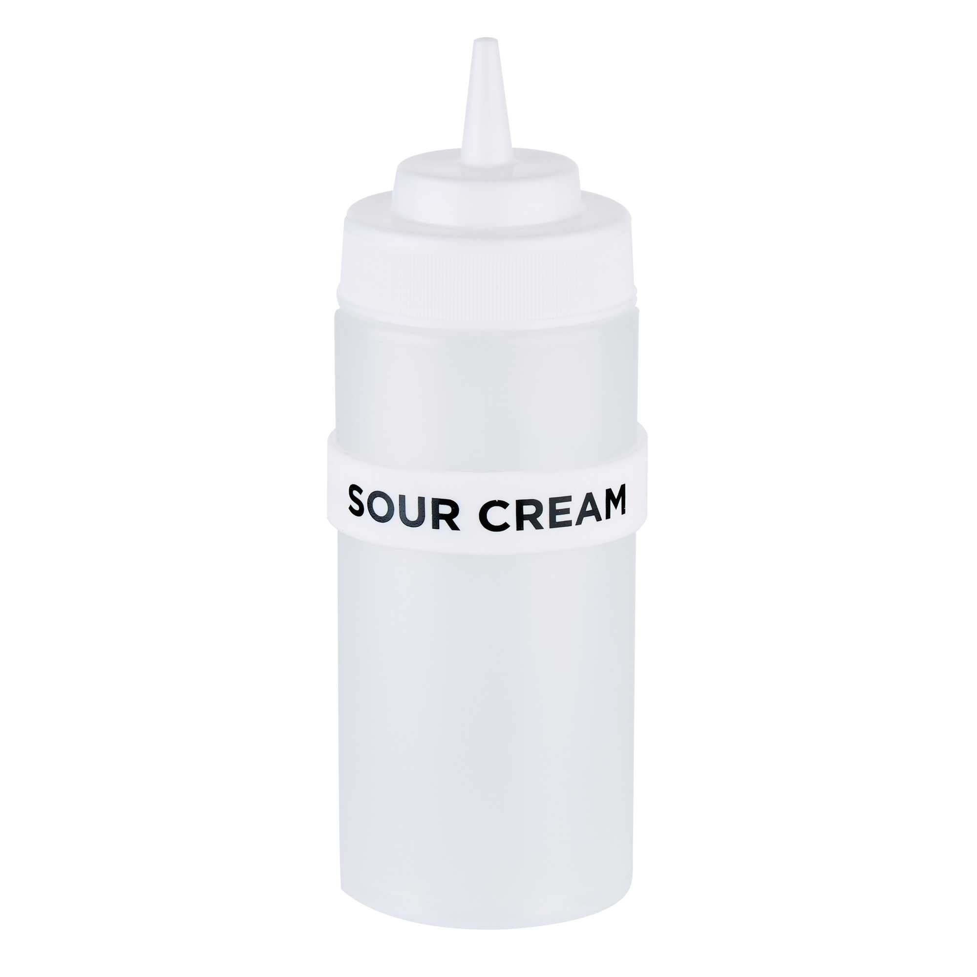 First In First Out White Silicone Sour Cream Label Band - Fits 16, 20 and 24 oz Squeeze Bottles - 1 count box