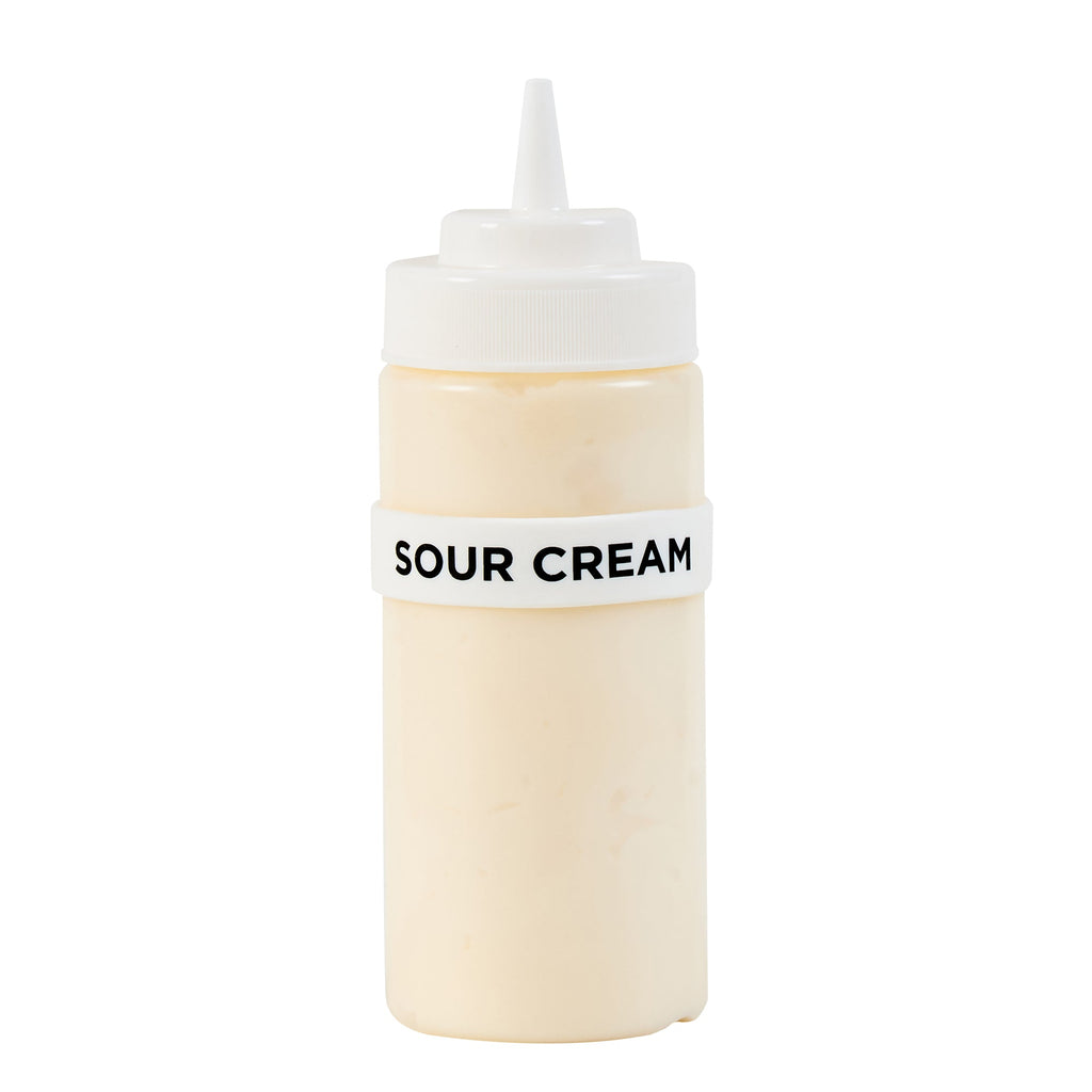 First In First Out White Silicone Sour Cream Label Band - Fits 16, 20 and 24 oz Squeeze Bottles - 10 count box