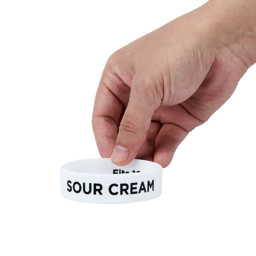 First In First Out White Silicone Sour Cream Label Band - Fits 16, 20 and 24 oz Squeeze Bottles - 10 count box