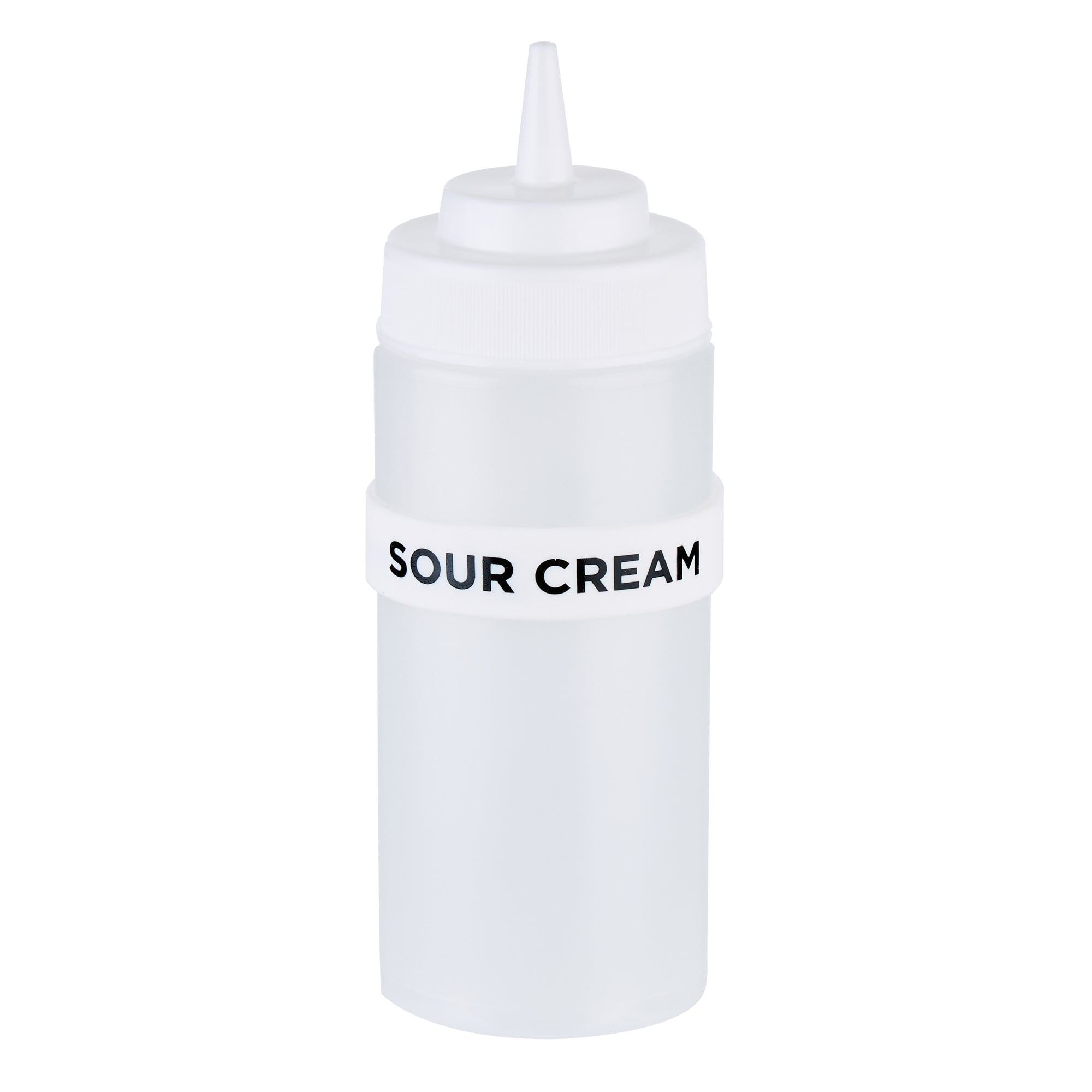 First In First Out White Silicone Sour Cream Label Band - Fits 16, 20 and 24 oz Squeeze Bottles - 10 count box