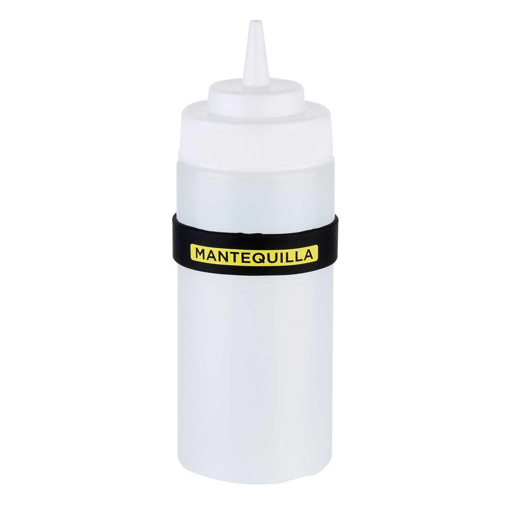 First In First Out Black Silicone Butter Label Band - Fits 16, 20 and 24 oz Squeeze Bottles - 1 count box