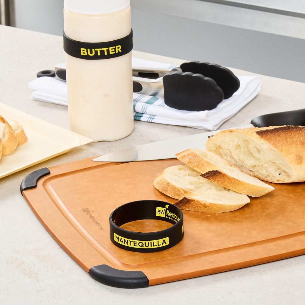 First In First Out Black Silicone Butter Label Band - Fits 16, 20 and 24 oz Squeeze Bottles - 10 count box