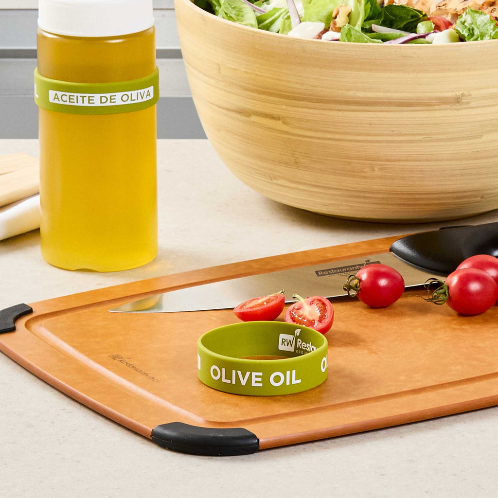First In First Out Green Silicone Olive Oil Label Band - Fits 16, 20 and 24 oz Squeeze Bottles - 1 count box