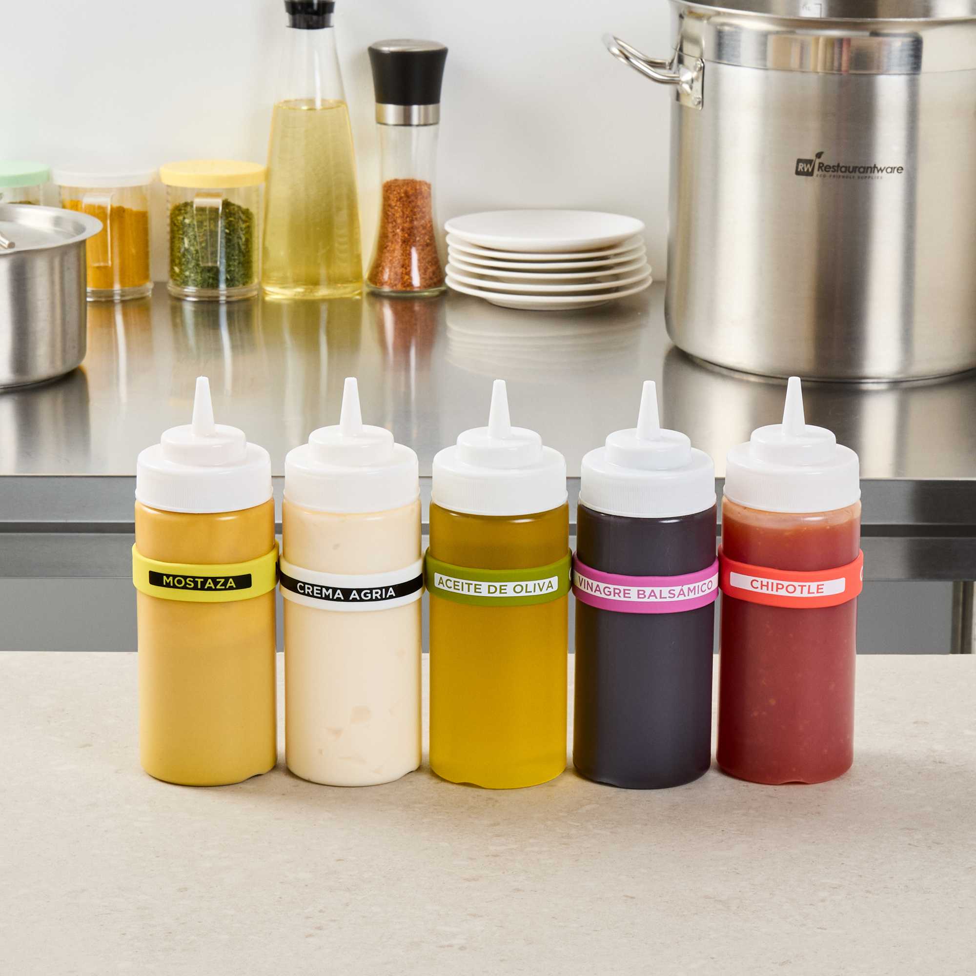 First In First Out Green Silicone Olive Oil Label Band - Fits 16, 20 and 24 oz Squeeze Bottles - 1 count box