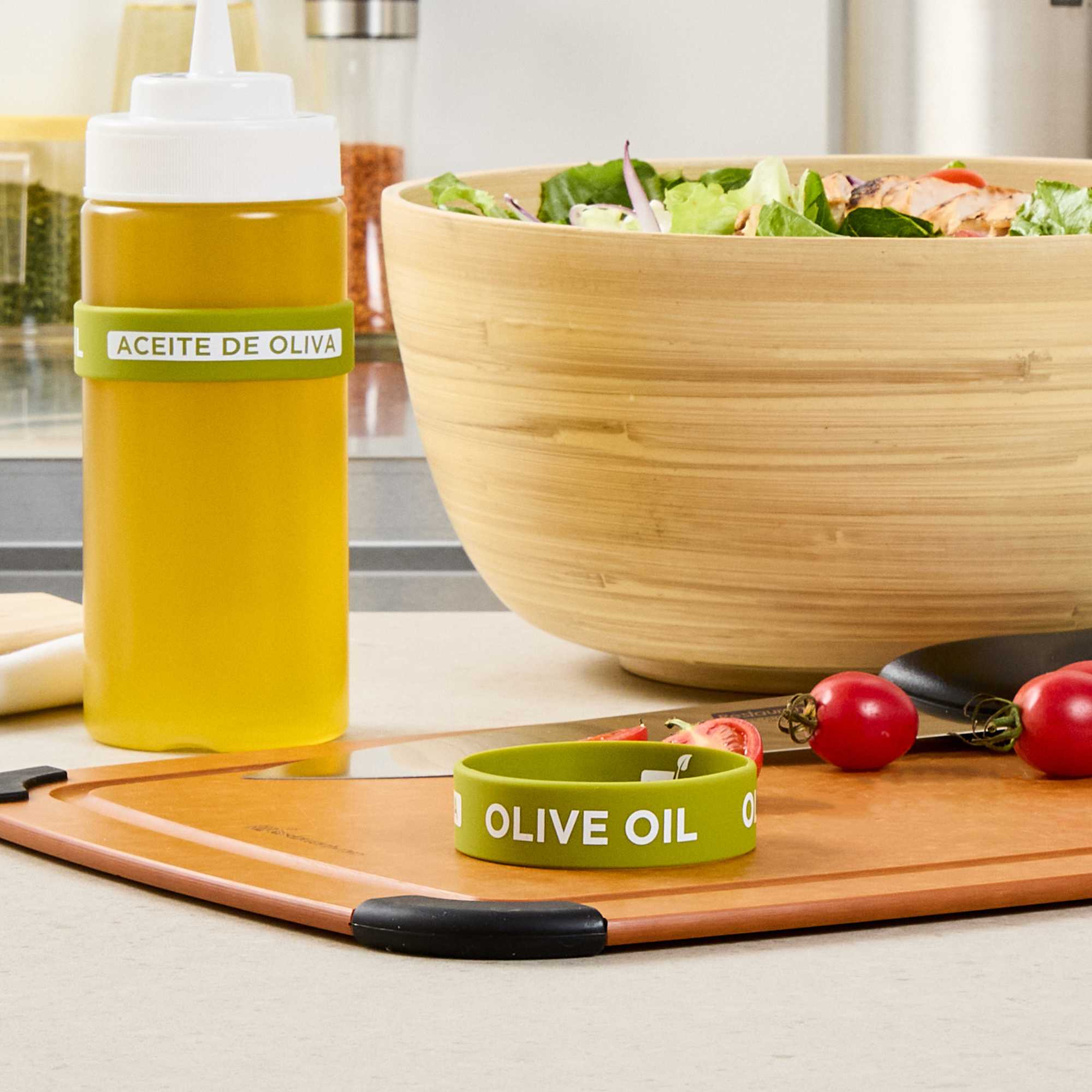 First In First Out Green Silicone Olive Oil Label Band - Fits 16, 20 and 24 oz Squeeze Bottles - 1 count box