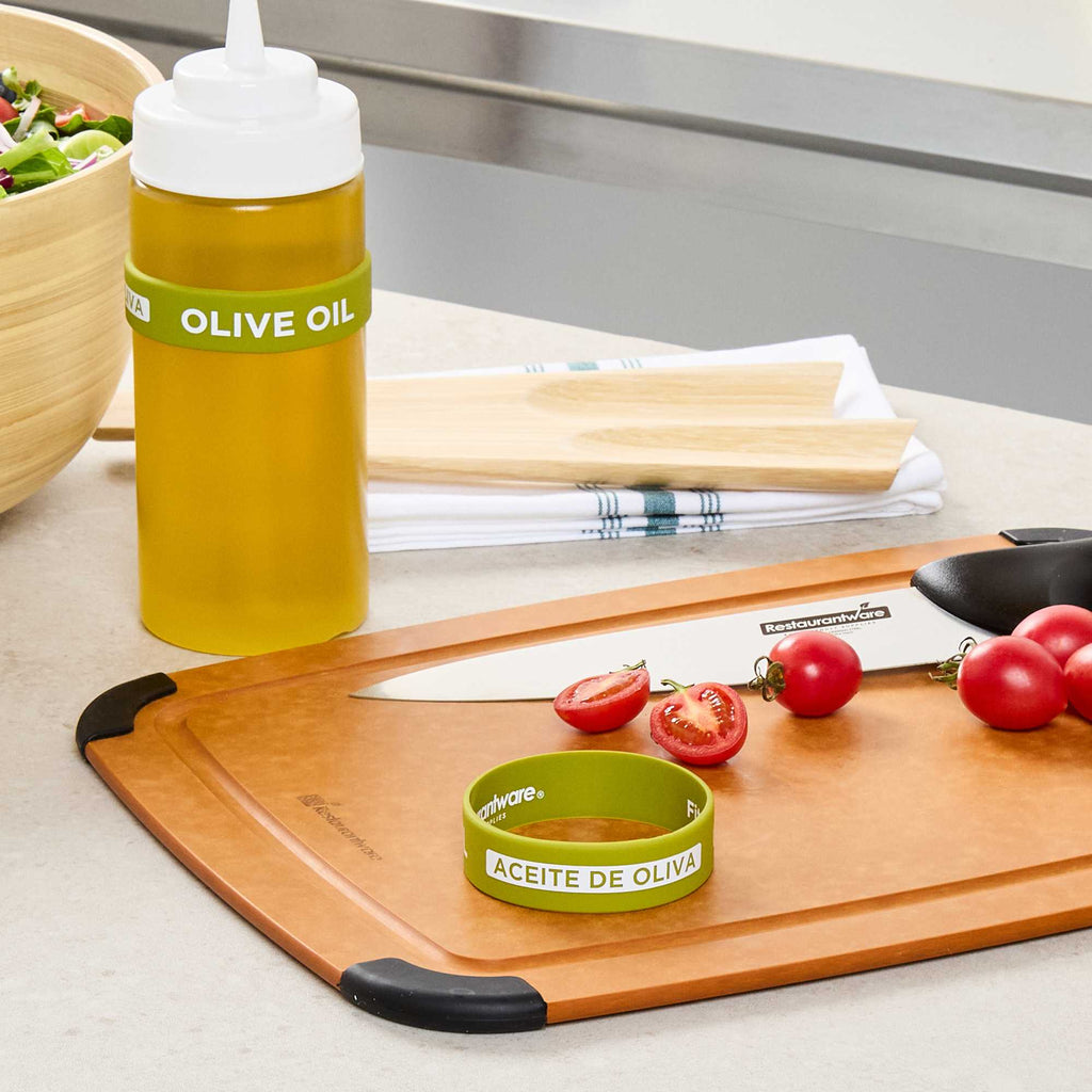 First In First Out Green Silicone Olive Oil Label Band - Fits 16, 20 and 24 oz Squeeze Bottles - 1 count box