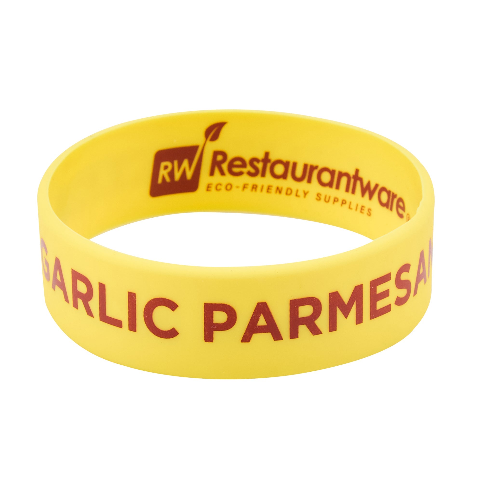 First In First Out Yellow Silicone Garlic Parmesan Label Band - Fits 16, 20 and 24 oz Squeeze Bottles - 10 count box