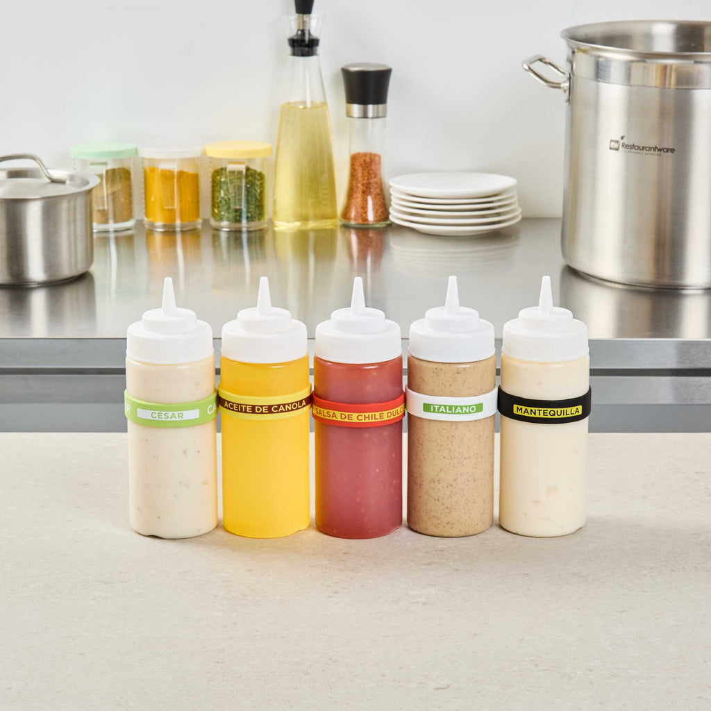 First In First Out Red Silicone Sweet Red Chili Label Band - Fits 16, 20 and 24 oz Squeeze Bottles - 1 count box