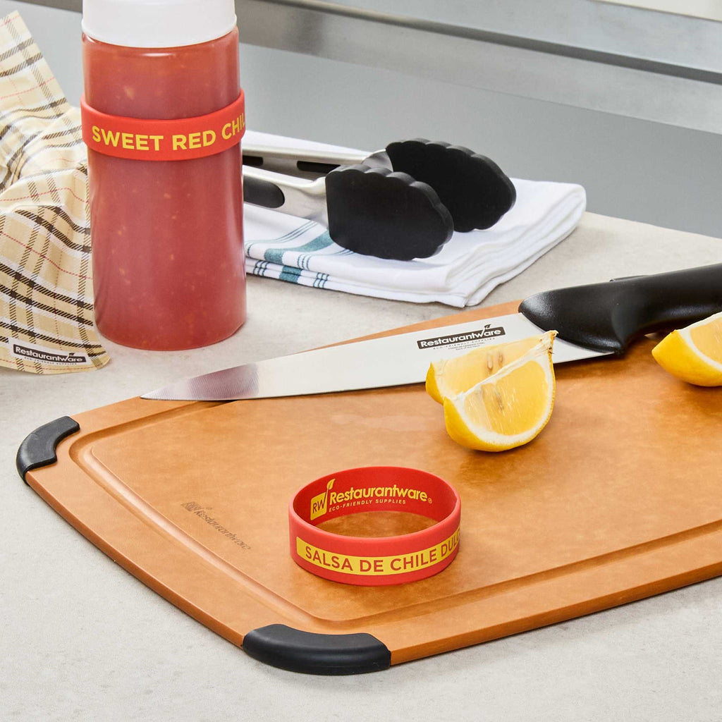 First In First Out Red Silicone Sweet Red Chili Label Band - Fits 16, 20 and 24 oz Squeeze Bottles - 1 count box
