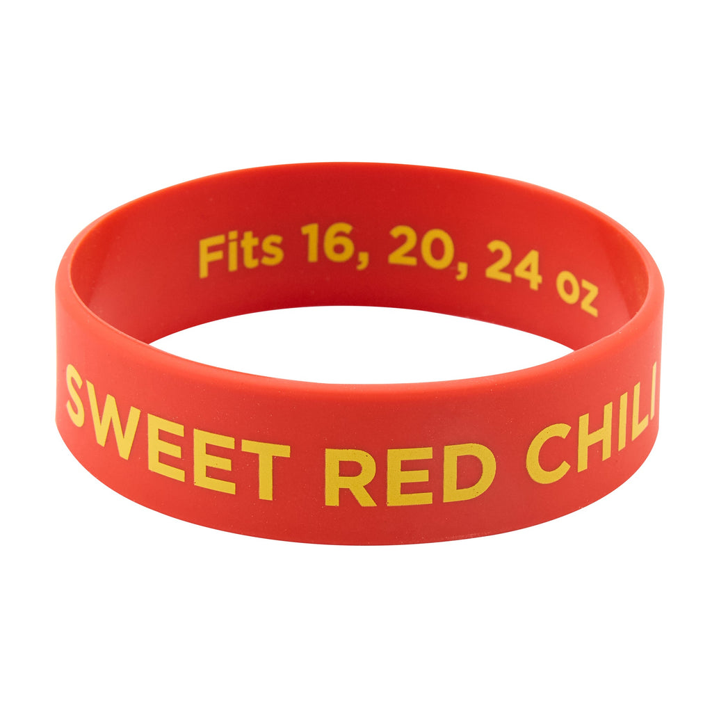 First In First Out Red Silicone Sweet Red Chili Label Band - Fits 16, 20 and 24 oz Squeeze Bottles - 10 count box