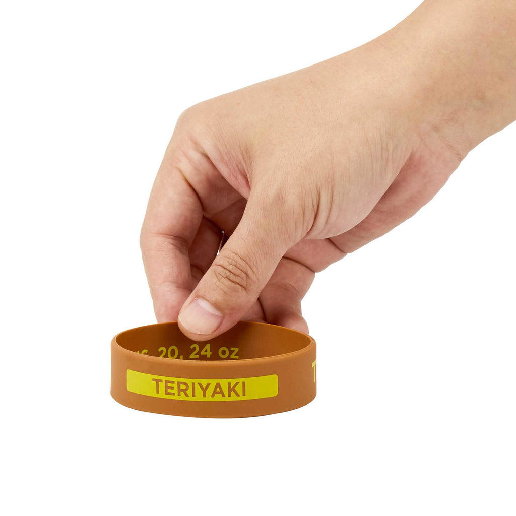 First In First Out Brown Silicone Teriyaki Label Band - Fits 16, 20 and 24 oz Squeeze Bottles - 1 count box
