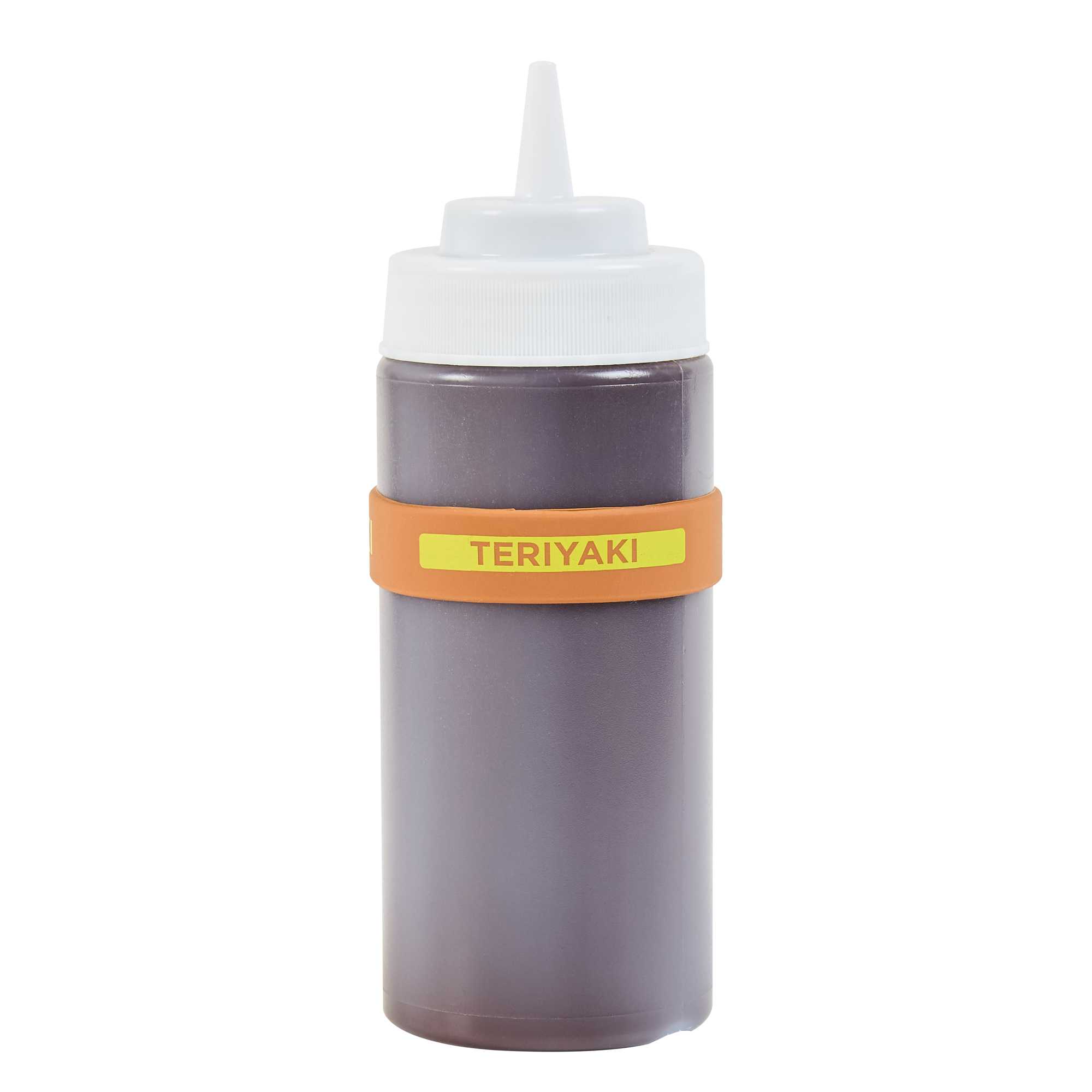 First In First Out Brown Silicone Teriyaki Label Band - Fits 16, 20 and 24 oz Squeeze Bottles - 1 count box