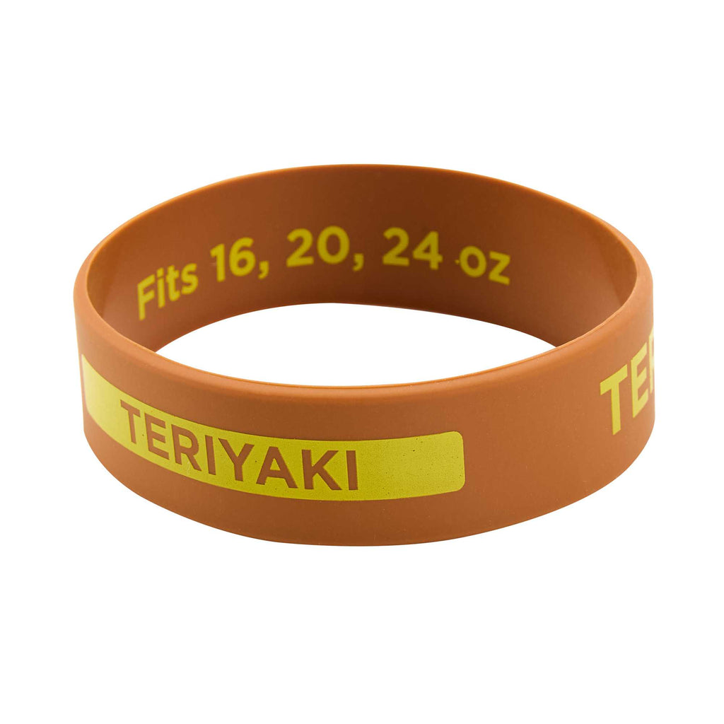 First In First Out Brown Silicone Teriyaki Label Band - Fits 16, 20 and 24 oz Squeeze Bottles - 1 count box