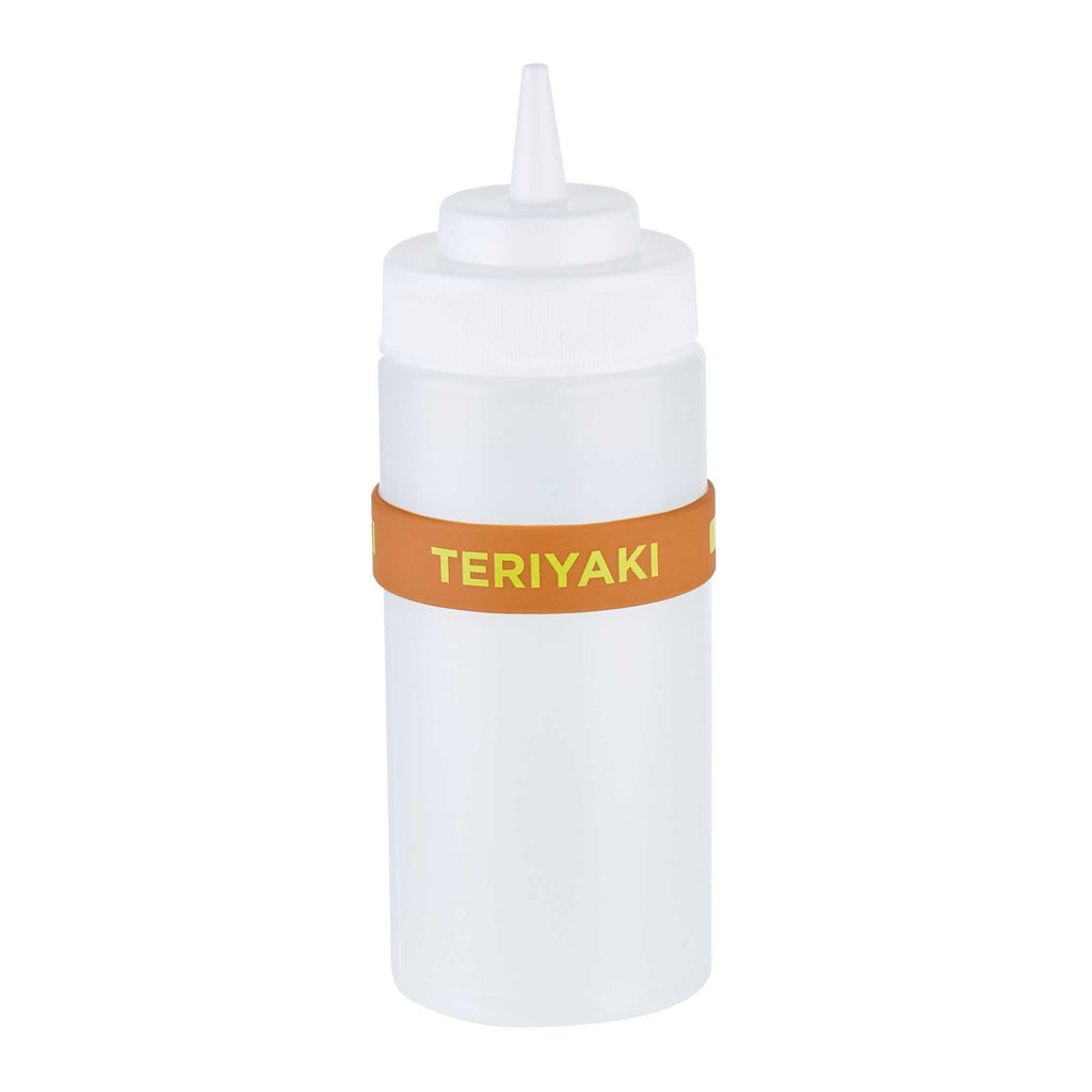 First In First Out Brown Silicone Teriyaki Label Band - Fits 16, 20 and 24 oz Squeeze Bottles - 1 count box