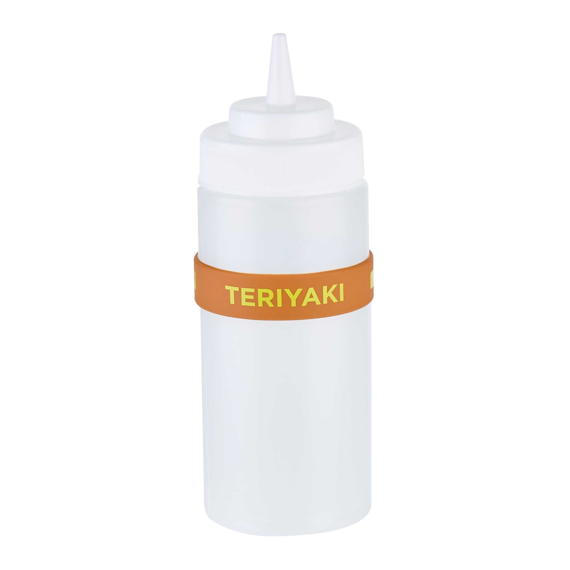 First In First Out Brown Silicone Teriyaki Label Band - Fits 16, 20 and 24 oz Squeeze Bottles - 1 count box