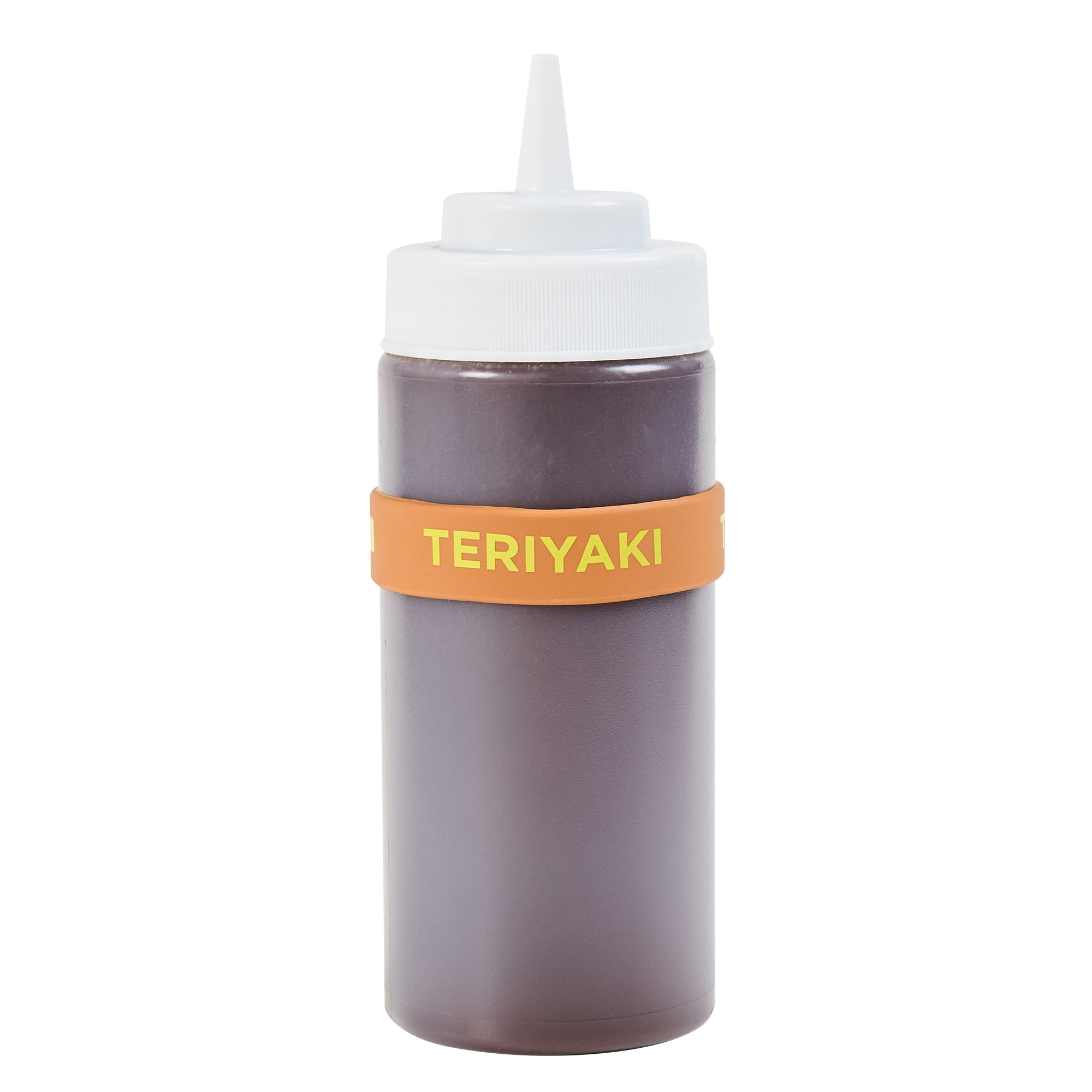 First In First Out Brown Silicone Teriyaki Label Band - Fits 16, 20 and 24 oz Squeeze Bottles - 10 count box
