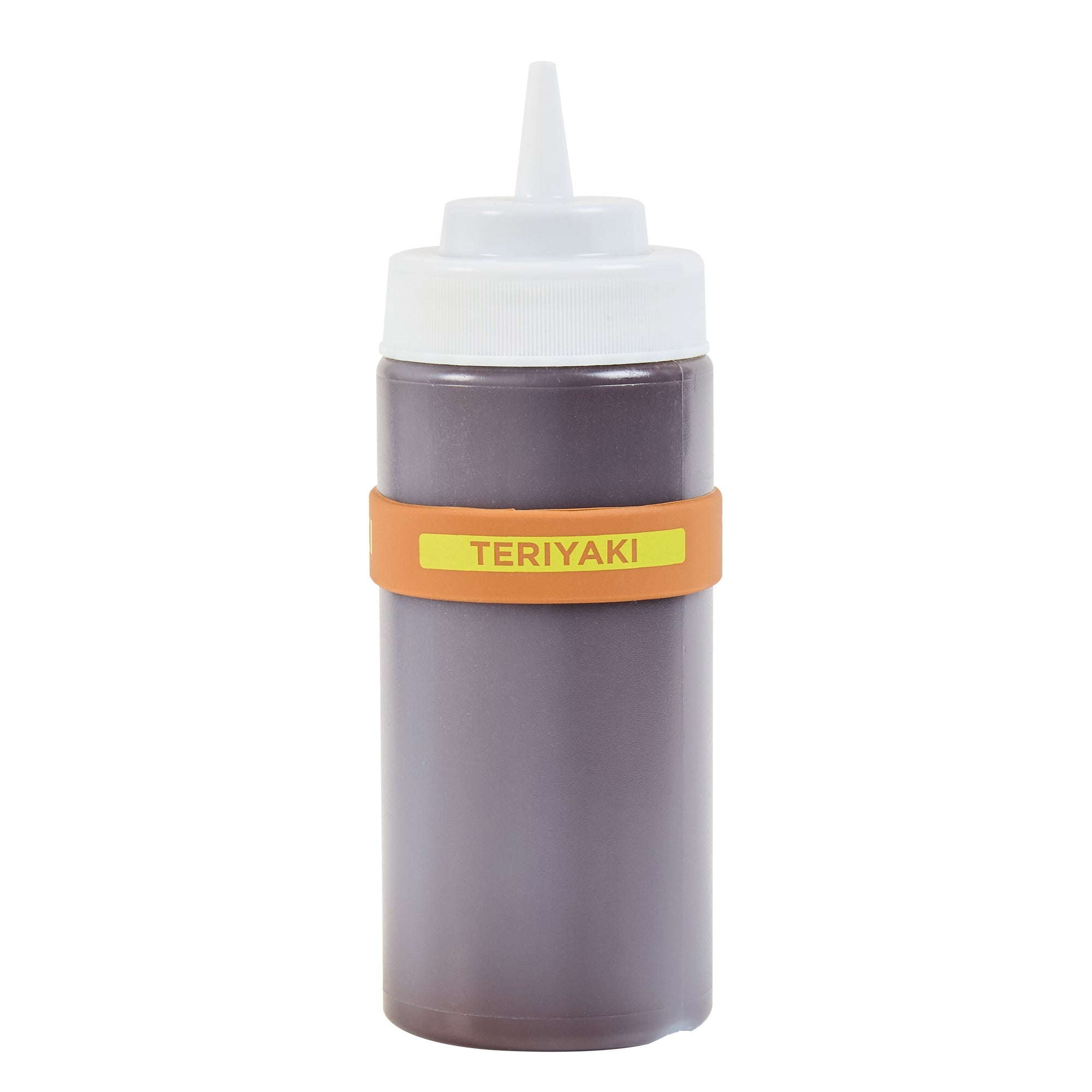 First In First Out Brown Silicone Teriyaki Label Band - Fits 16, 20 and 24 oz Squeeze Bottles - 10 count box