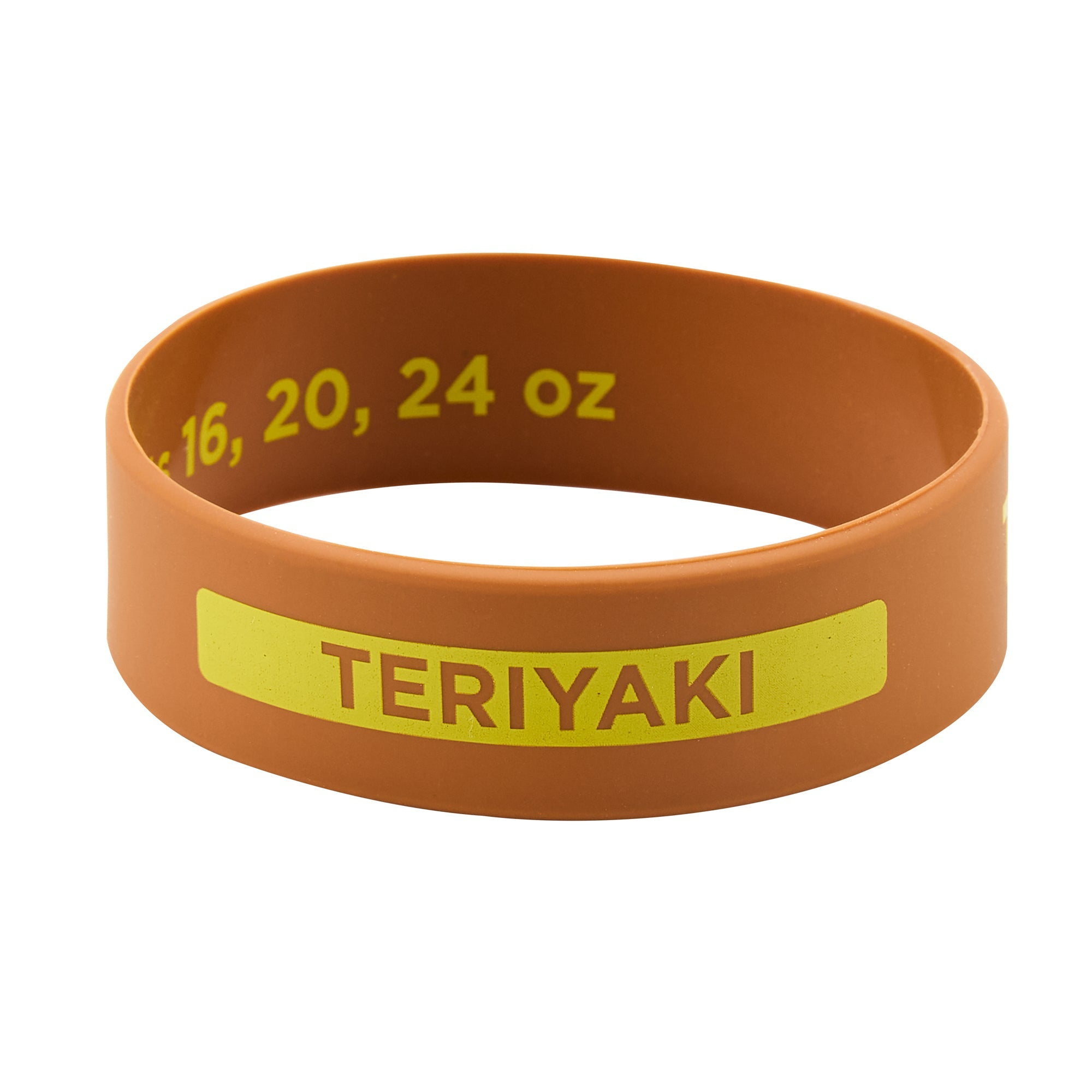 First In First Out Brown Silicone Teriyaki Label Band - Fits 16, 20 and 24 oz Squeeze Bottles - 10 count box