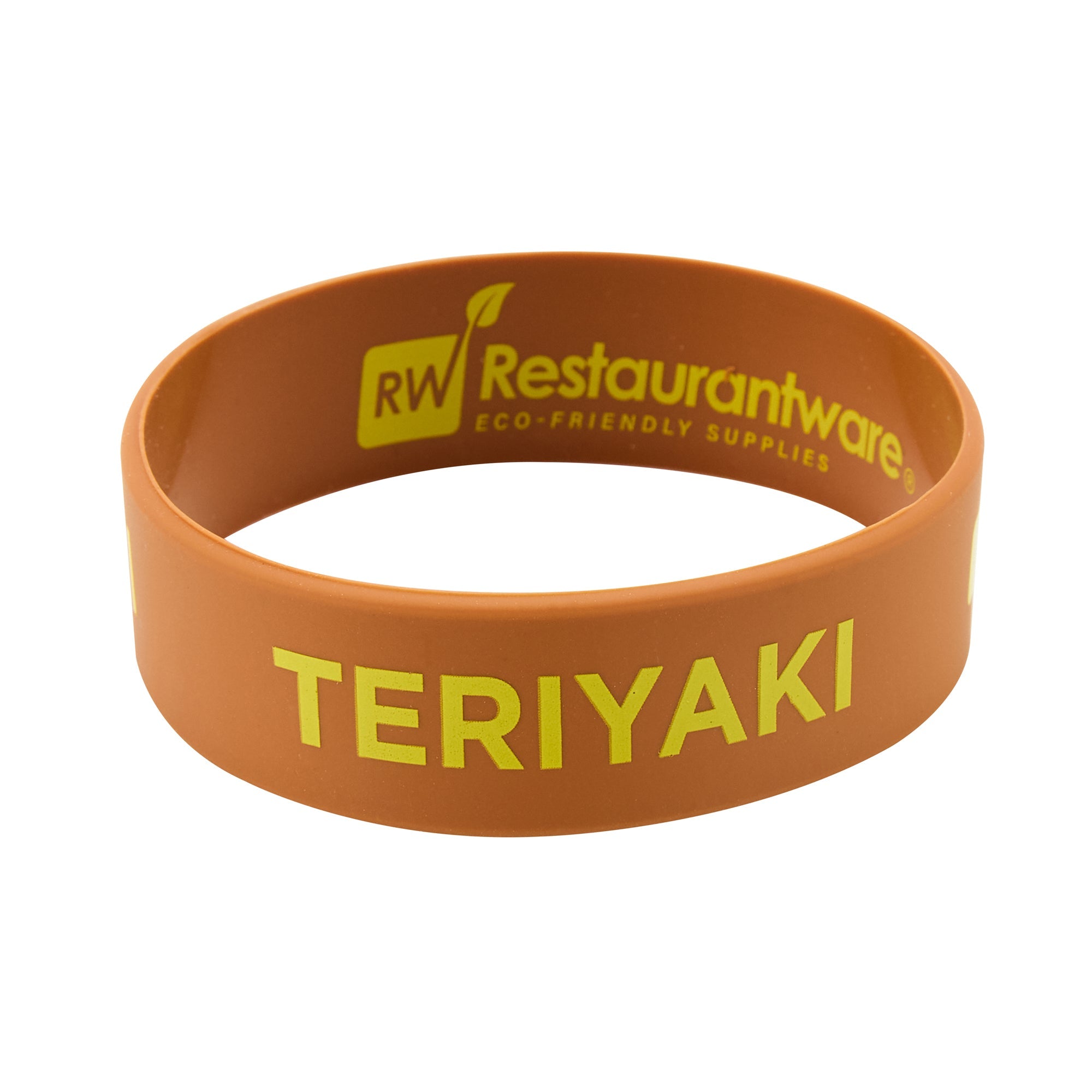 First In First Out Brown Silicone Teriyaki Label Band - Fits 16, 20 and 24 oz Squeeze Bottles - 10 count box