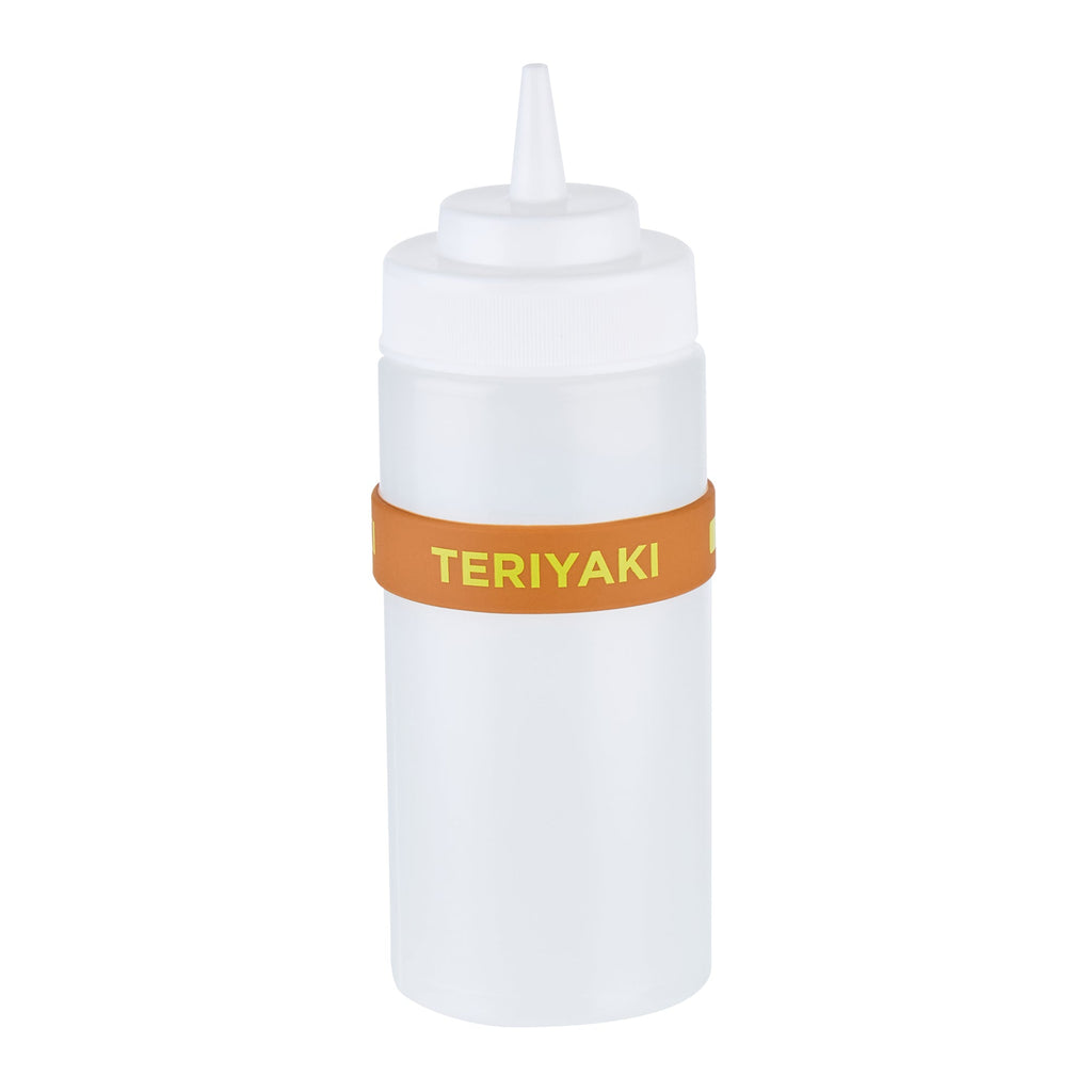 First In First Out Brown Silicone Teriyaki Label Band - Fits 16, 20 and 24 oz Squeeze Bottles - 10 count box
