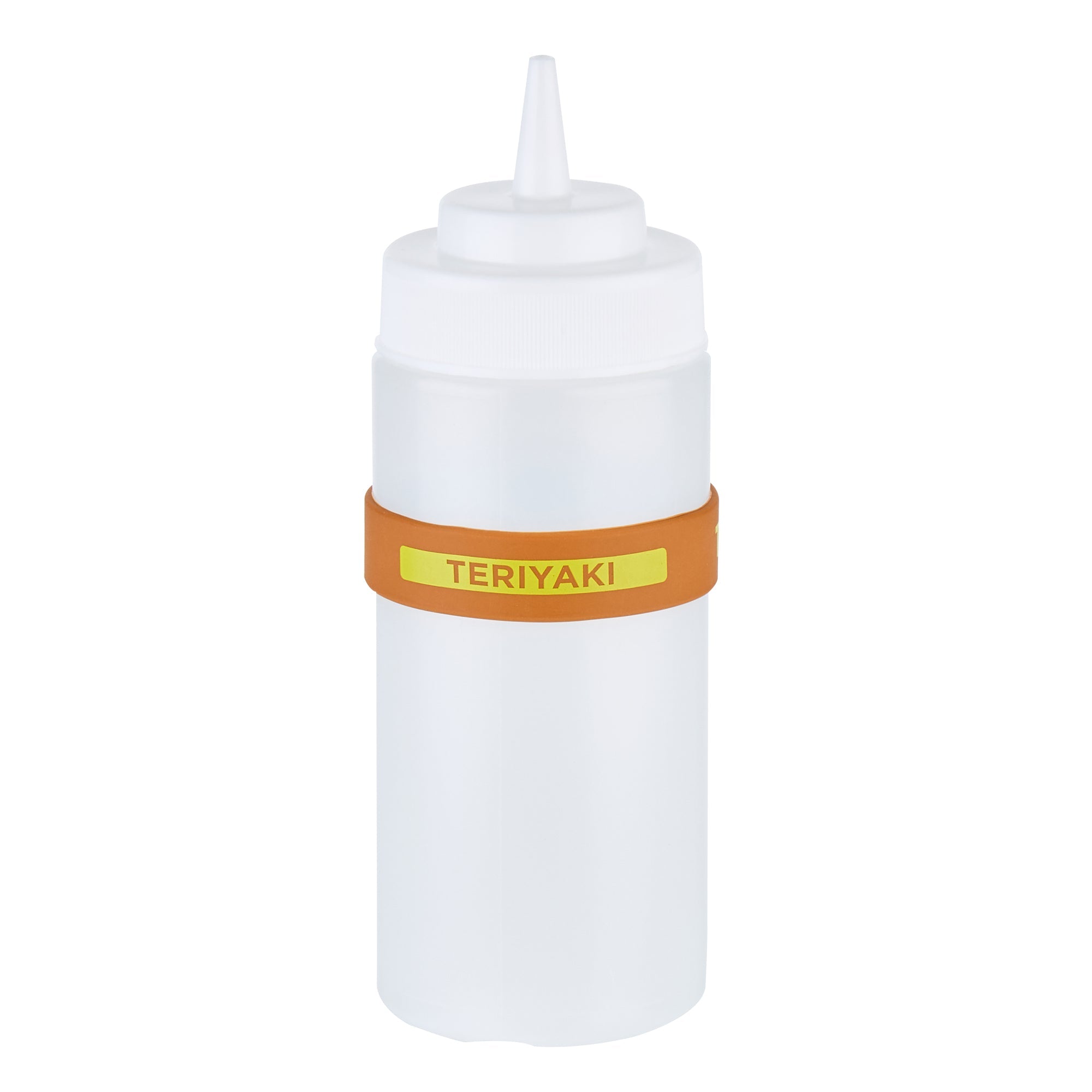 First In First Out Brown Silicone Teriyaki Label Band - Fits 16, 20 and 24 oz Squeeze Bottles - 10 count box